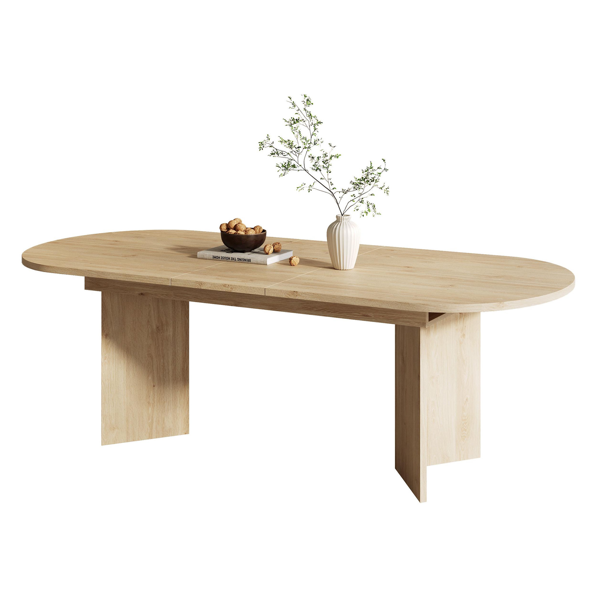 MERAX Table à manger extensible 160/200x90 cm pour 6-8 personnes avec plateau épais. Coloris disponibles : Marron