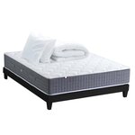 IDLITERIE Ensemble matelas MAX avec sommier, oreiller et couette, confort optimal. Coloris disponibles : Noir