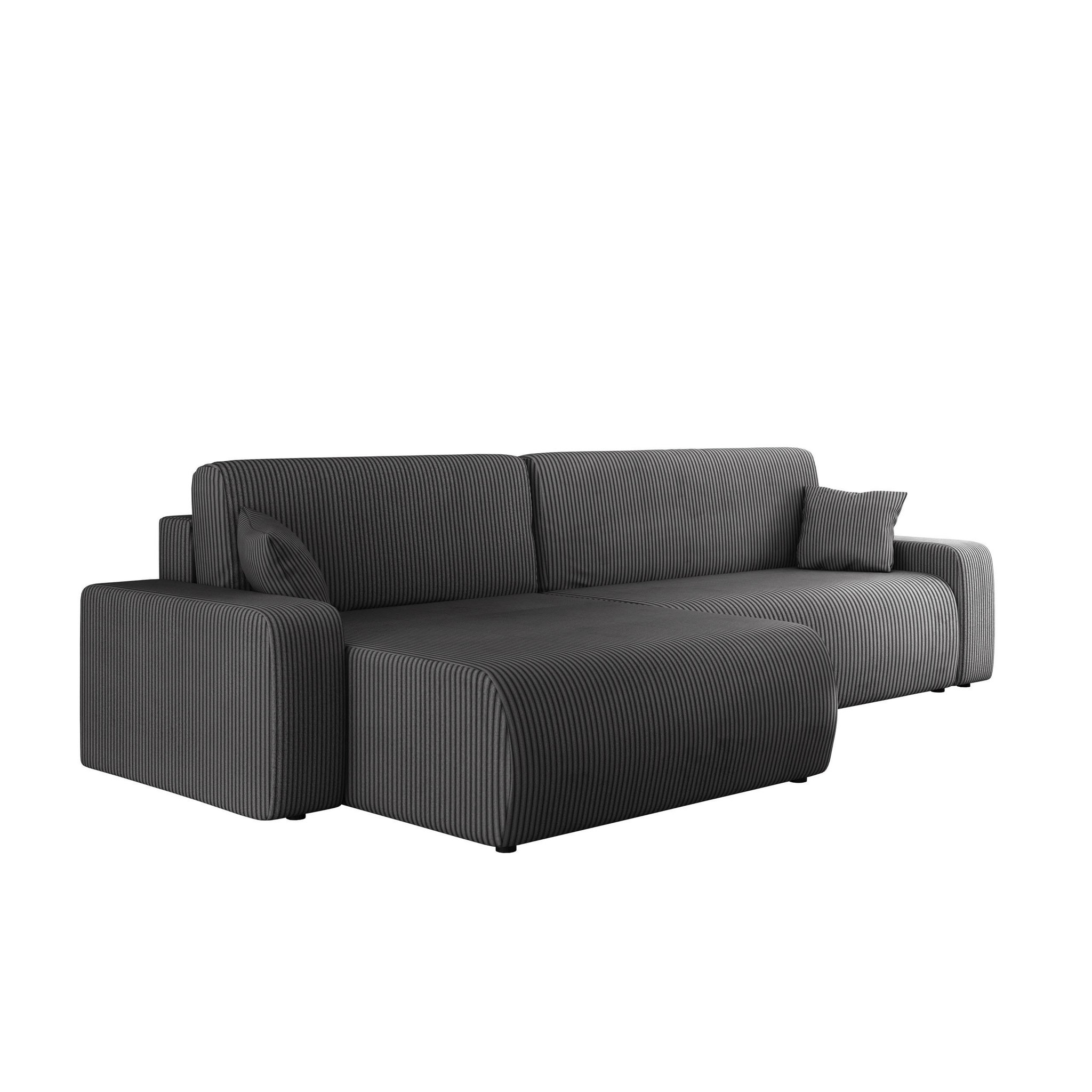Voir la diapositive 5 : BEST MOBILIER Artemisa - canapé d'angle réversible 5 places convertible avec coffre en velours côtelé