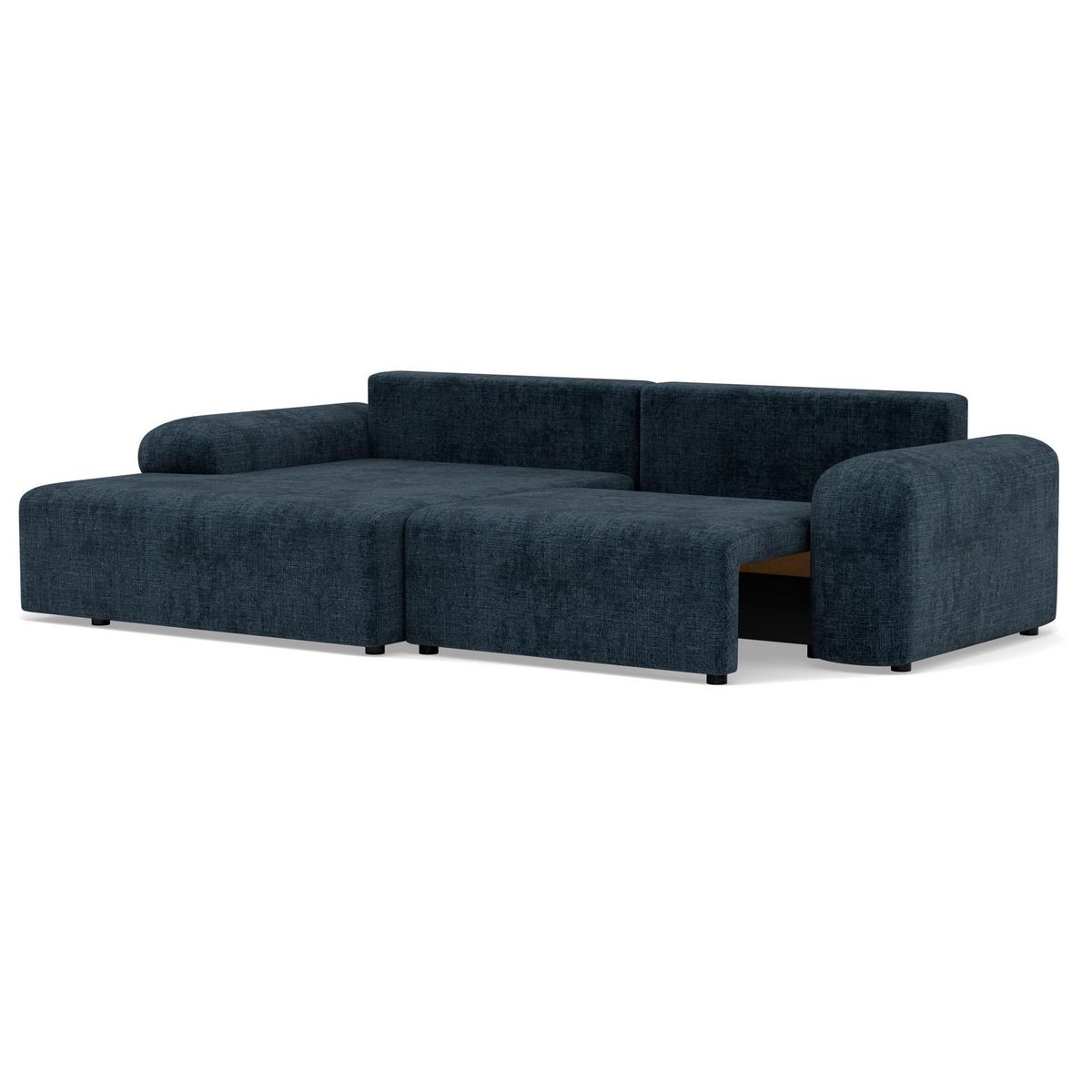 BEST MOBILIER Rebecca - canapé d'angle gauche 4 places convertible avec coffre en velours texturé