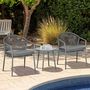 Voir la diapositive 2 : OUTSUNNY Ensemble bistrot de jardin 3 pcs 2 fauteuils table basse coussins gris