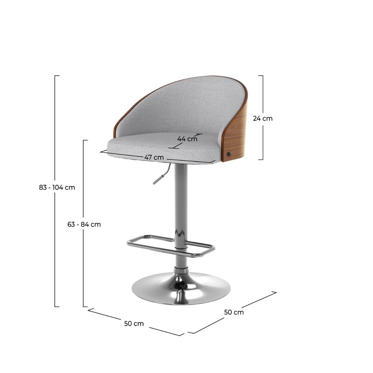 Rendez vous déco Chaise de bar réglable 63/84 cm en tissu beige - Carmelo