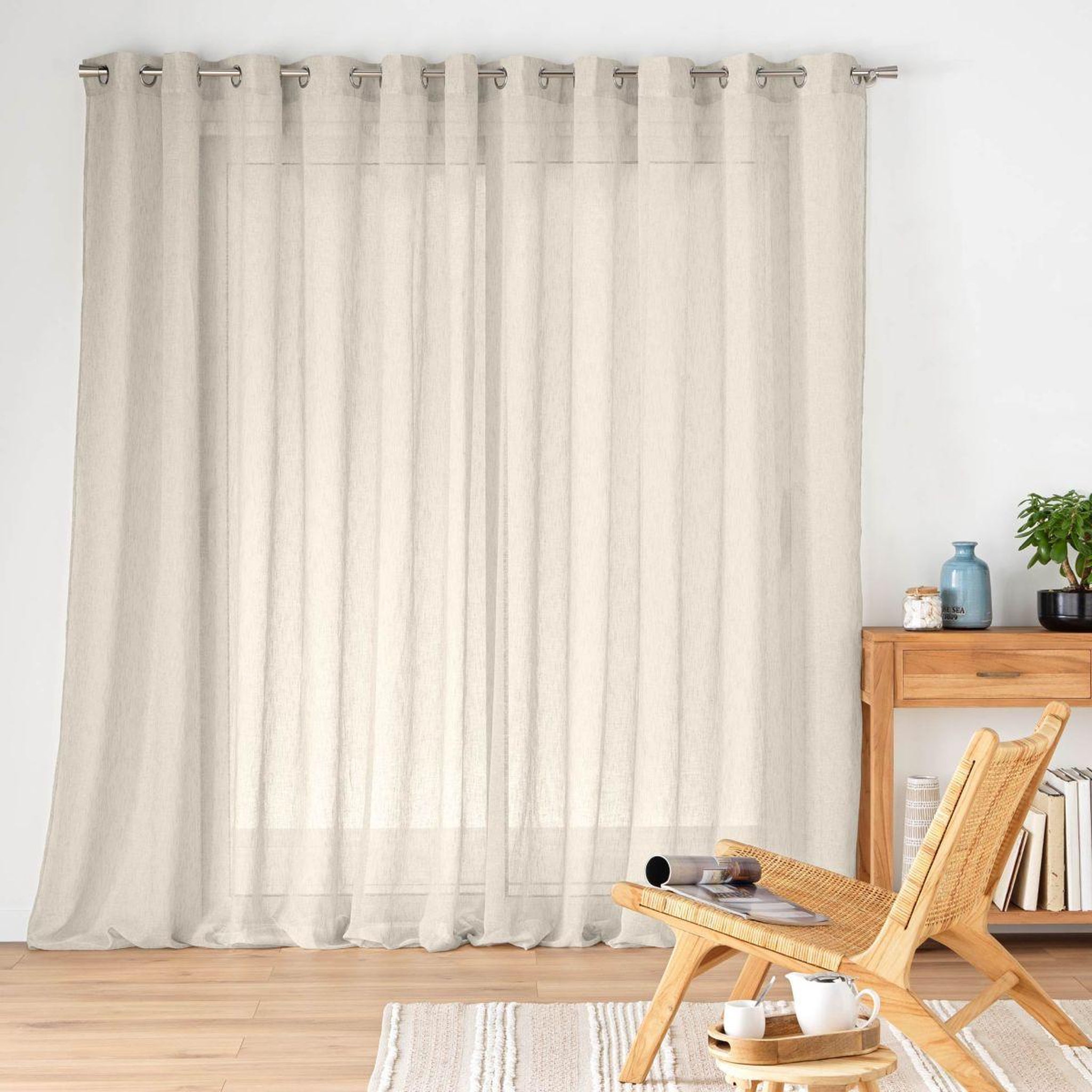 Voir la diapositive 3 : Douceur d'Intérieur Rideau voilage à œillets  carlin  400x240cm lin