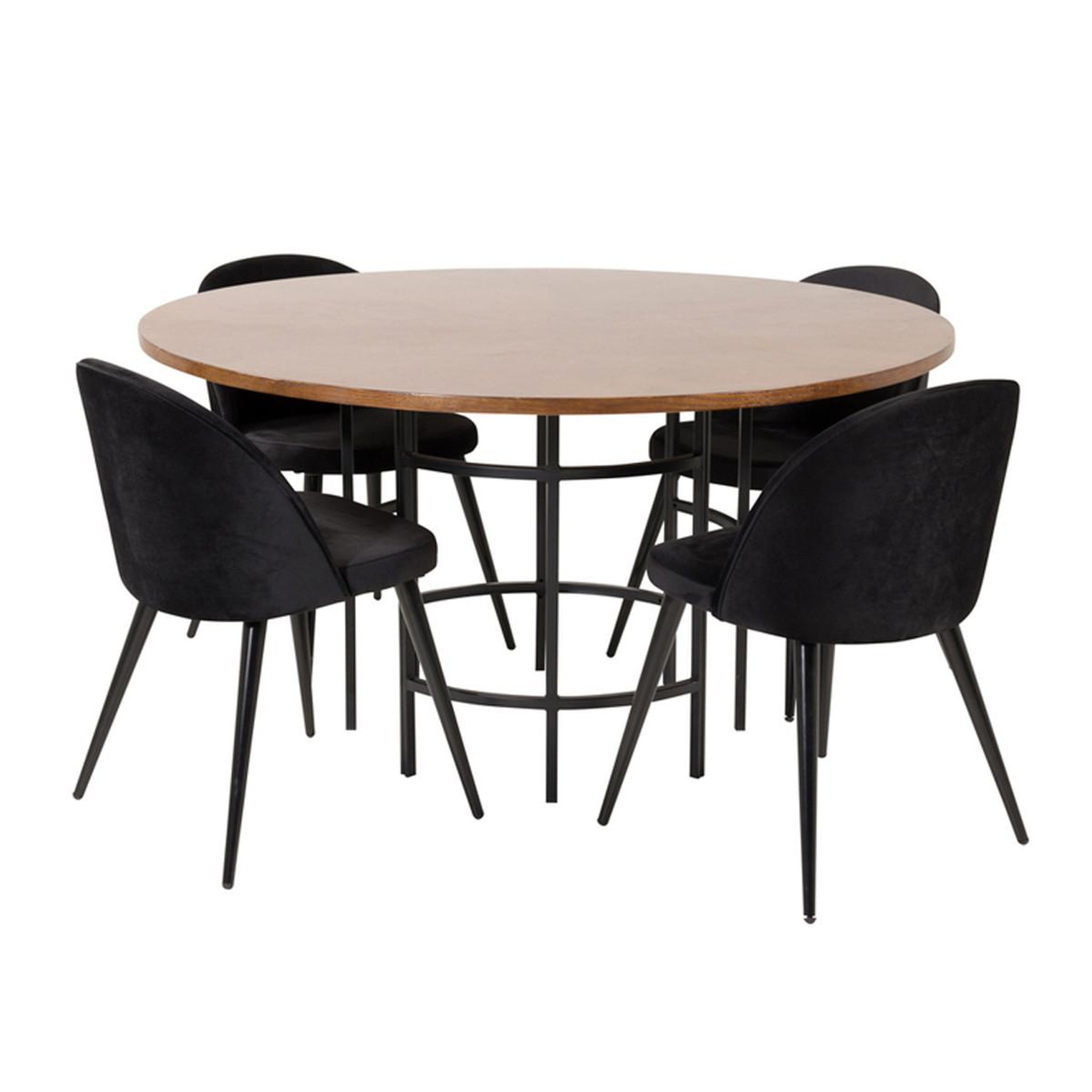 Paris Prix Ensemble table à manger & 4 chaises  copenhagen & velvet  140cm noir & marron