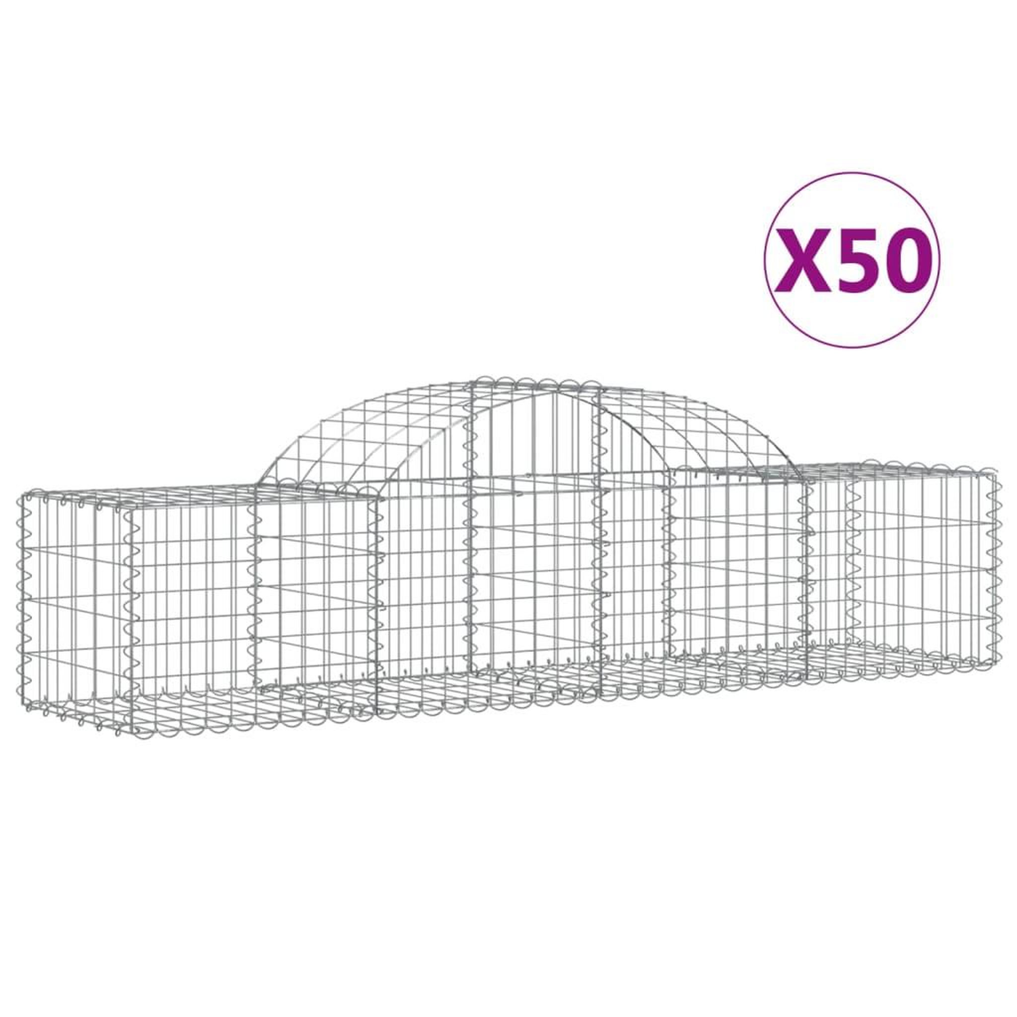 Voir la diapositive 2 : VIDAXL Paniers a gabions arques 50 pcs 200x50x40/60 cm fer galvanise