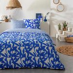 FUTURE HOME Parure de lit 2 personnes en coton 57 fils imprimé bleu. Coloris disponibles : Bleu