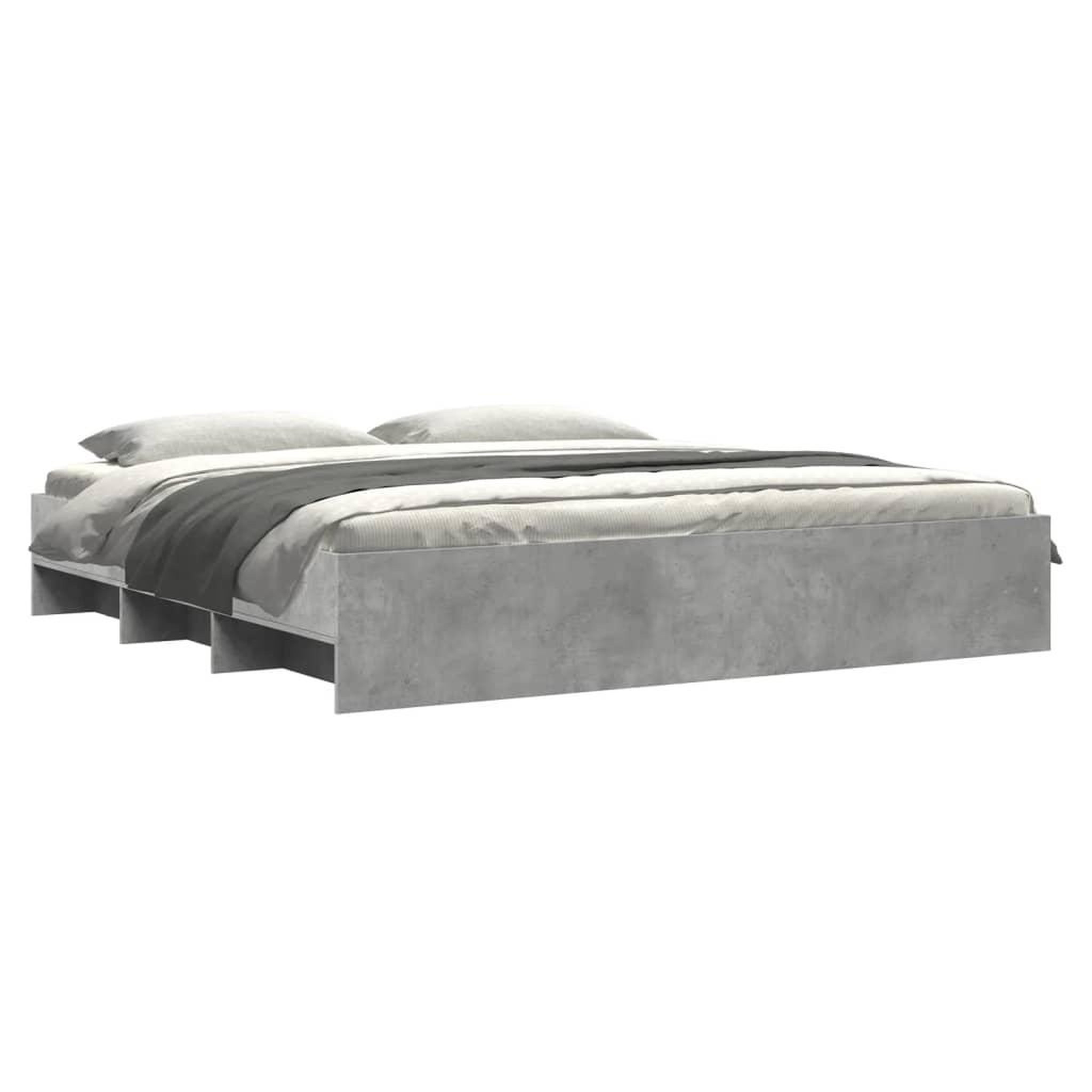 Voir la diapositive 3 : VIDAXL Cadre de lit sans matelas gris beton 200x200 cm bois ingenierie