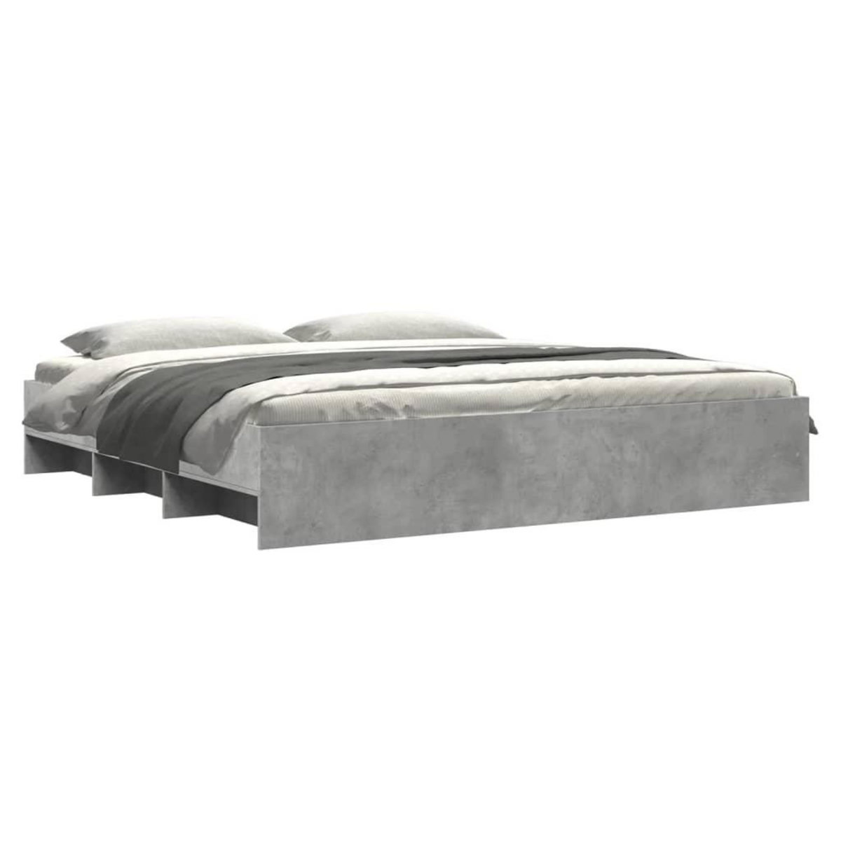 VIDAXL Cadre de lit sans matelas gris beton 200x200 cm bois ingenierie