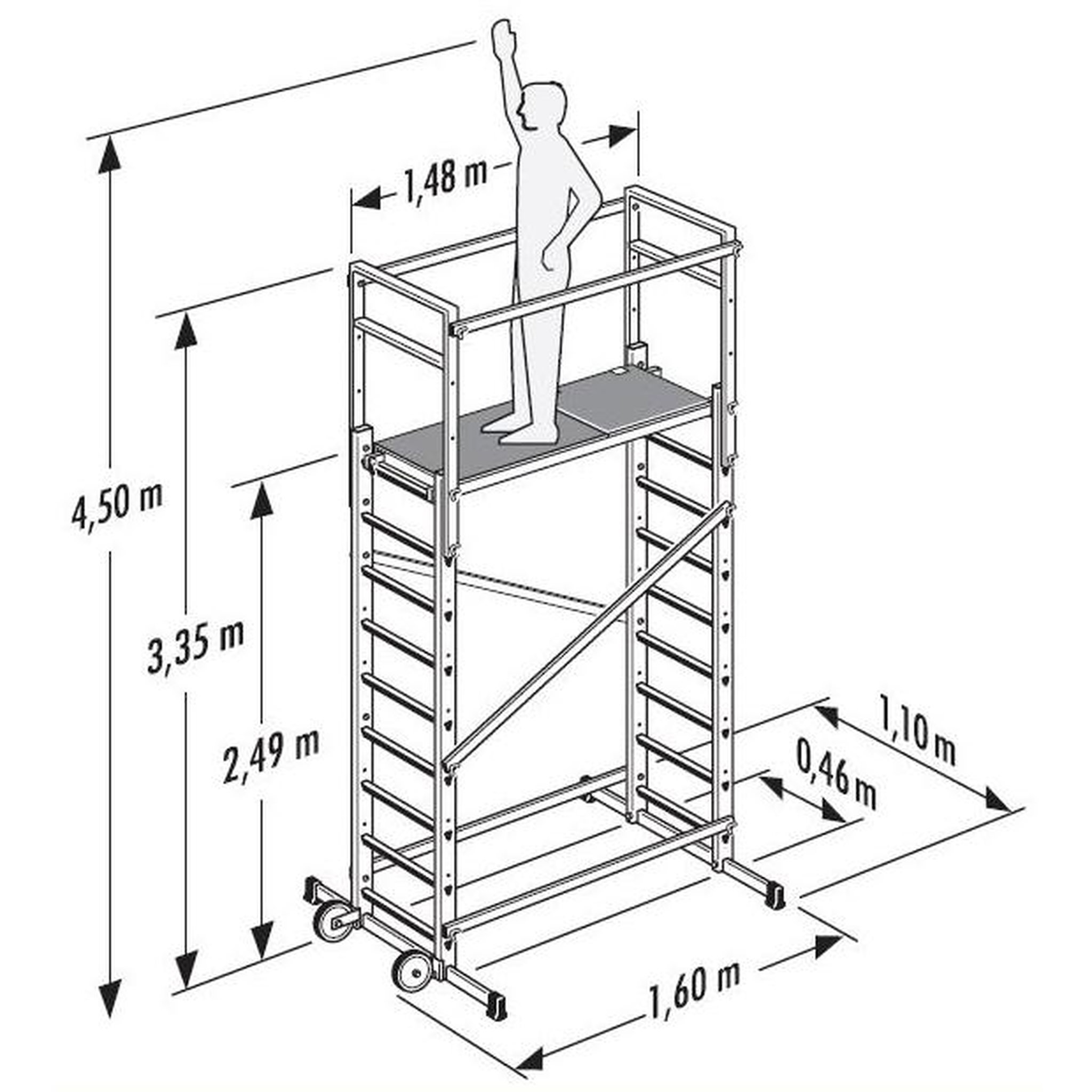 Voir la diapositive 5 : HAILO Echafaudage roulant d'escalier 5m en aluminium - HOBBYSTEP H5