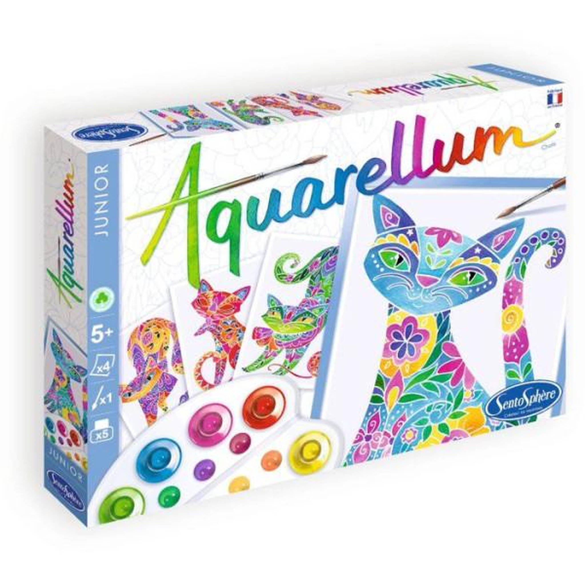 Sentosphere Peinture aquerelle - sentosphere - aquarellum junior - chats - 5 couleurs - sertissage sur papier vélin - des 6 ans