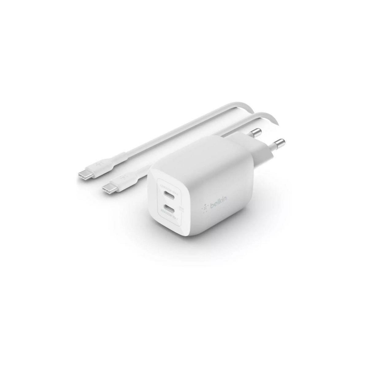 Belkin Chargeur secteur USB C x2 65W GaN PPS + Cable USB-C 2m