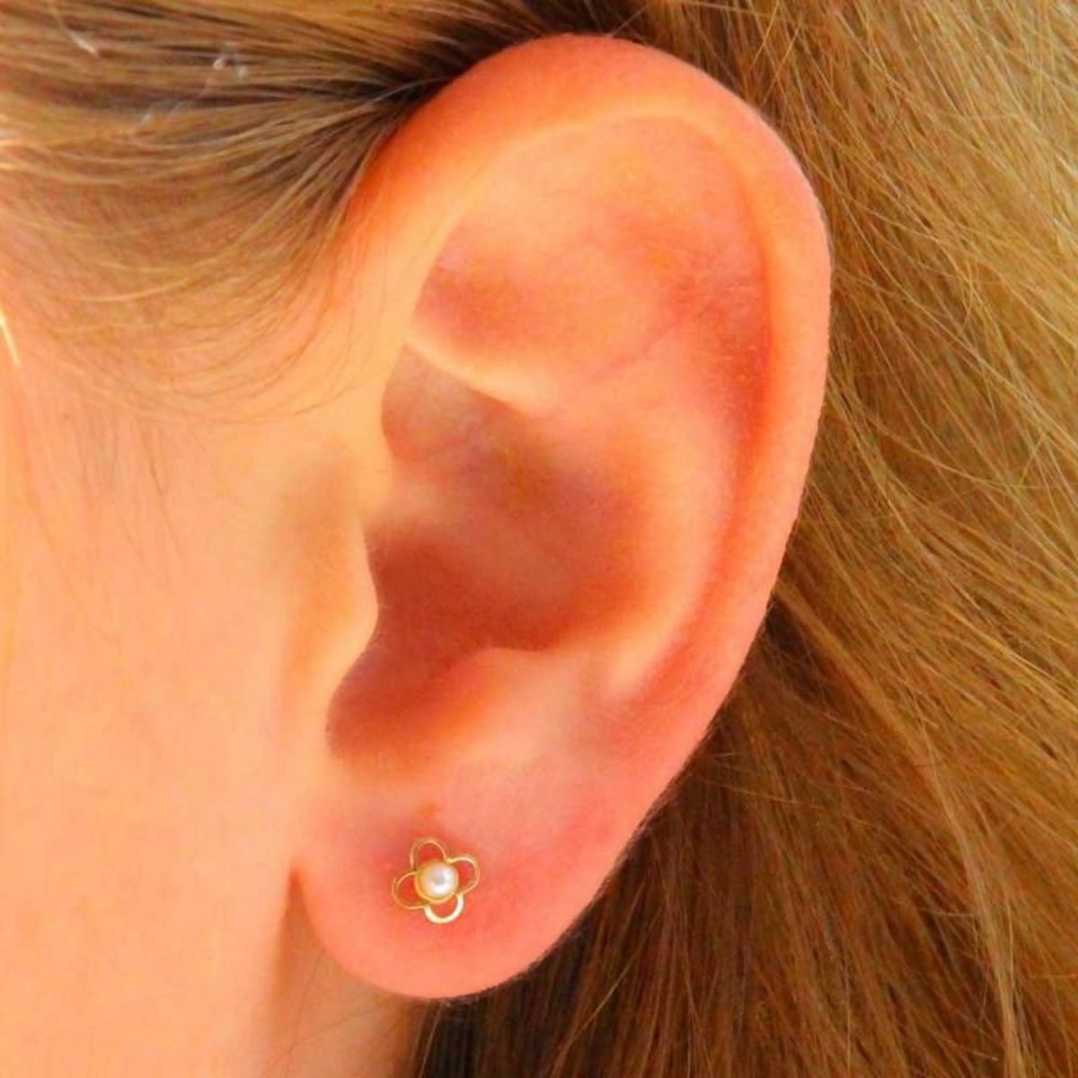 L'ATELIER D'AZUR Boucles d'Oreilles Or 18 Carats 750/000 Jaune - Perles de Culture - Motif Trèfle