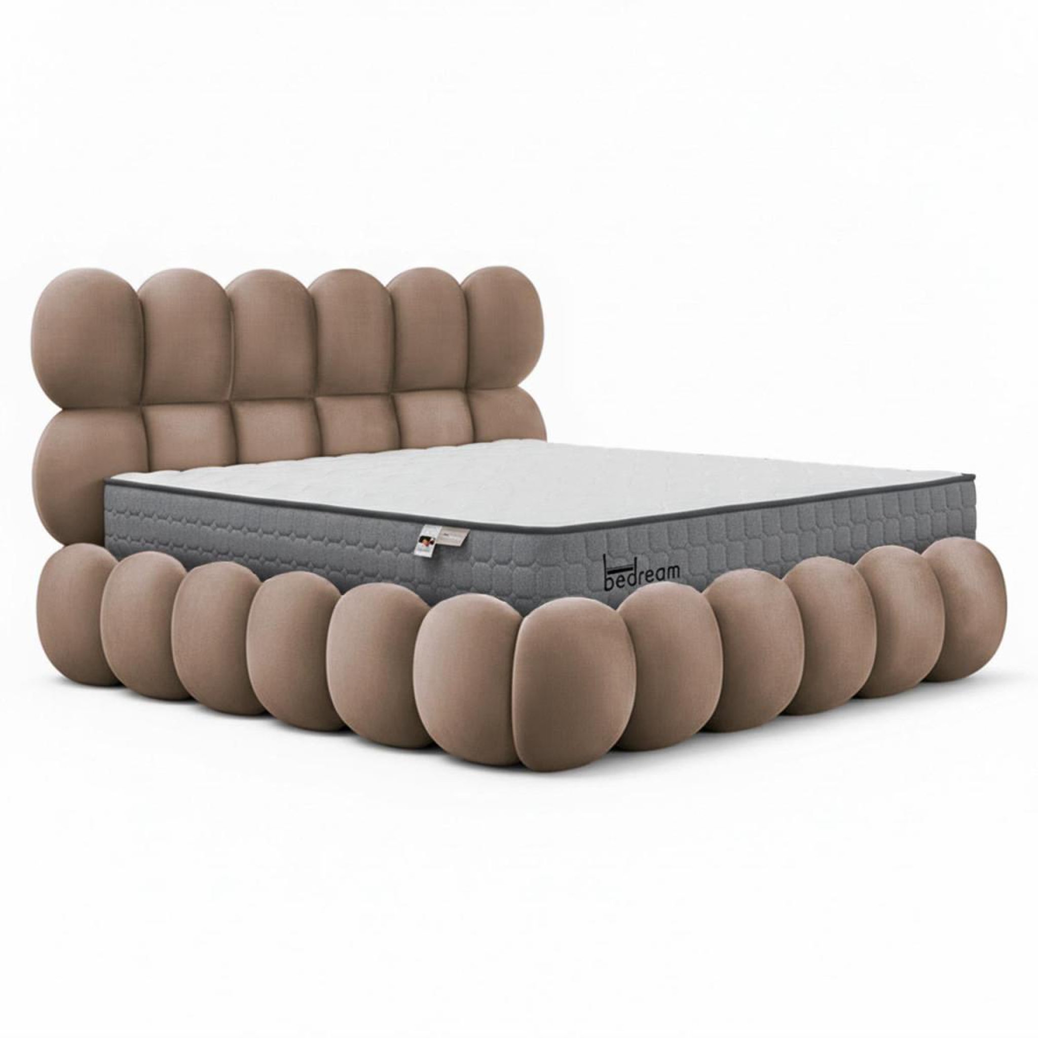 Paris Prix Pack lit coffre en velours & matelas  bubble & goodream  160x200cm taupe