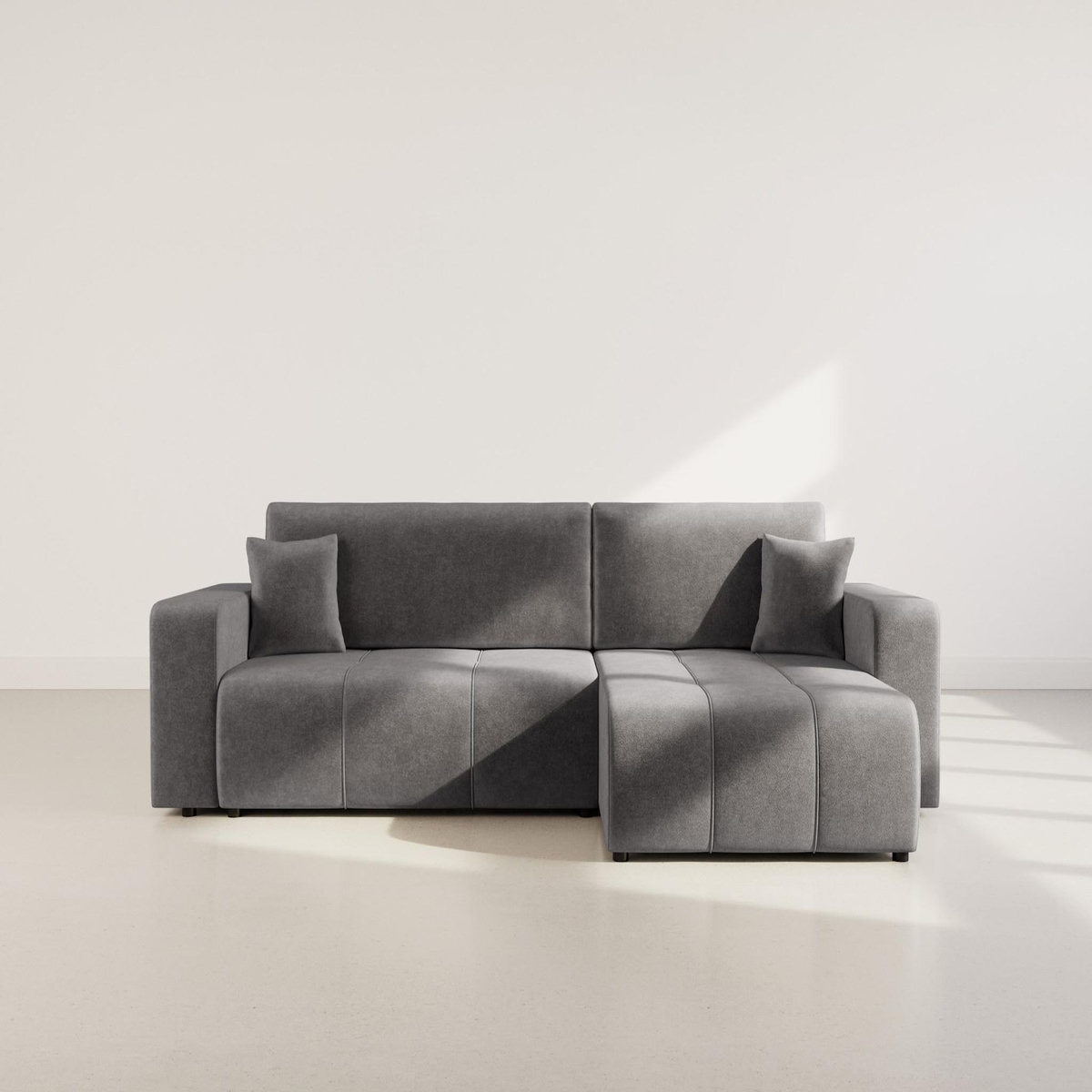 BEST MOBILIER Nicole - canapé d'angle réversible 5 places convertible avec coffre en tissu