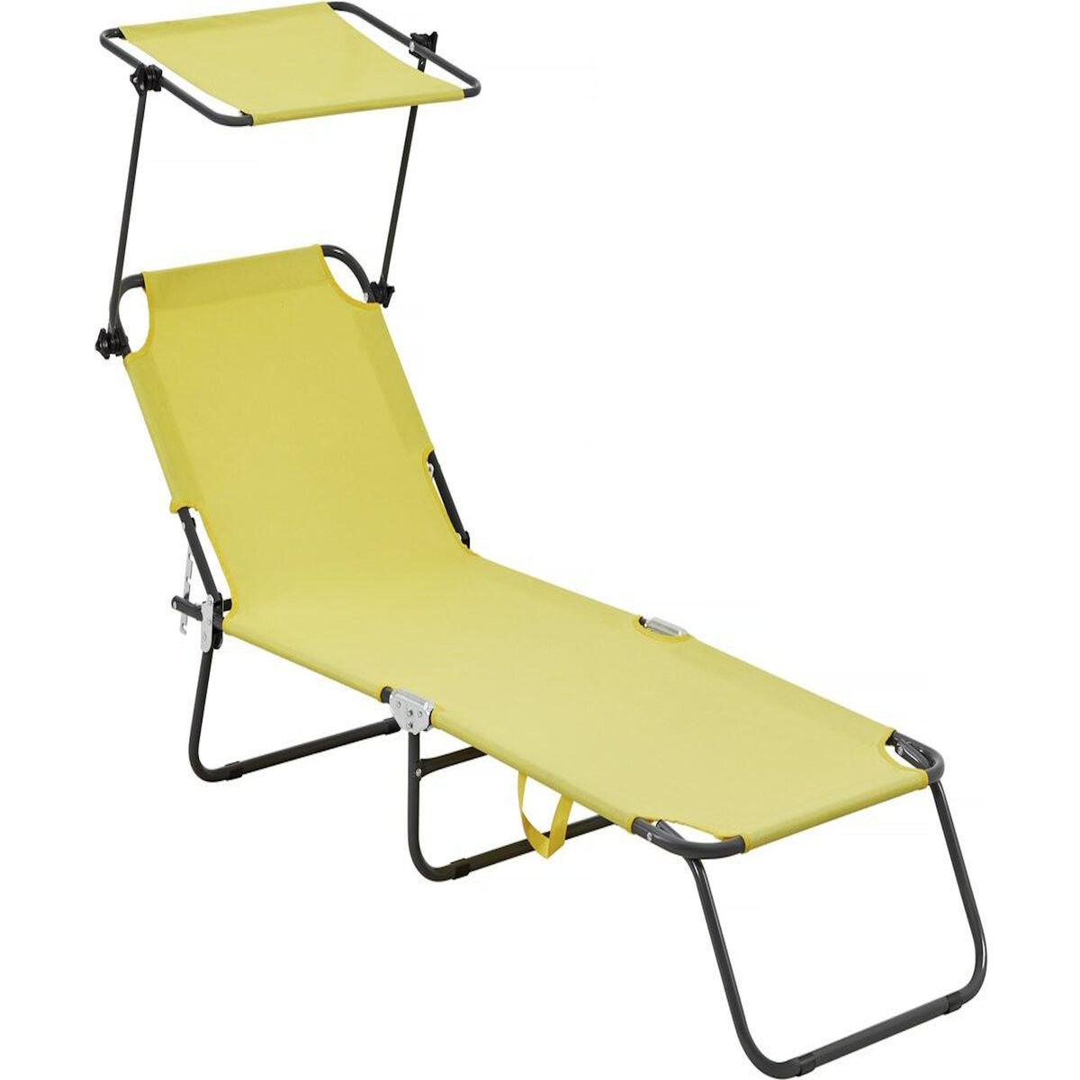 Habitat et Jardin Bain de soleil pliable  Lazy  - Avec pare soleil - Jaune