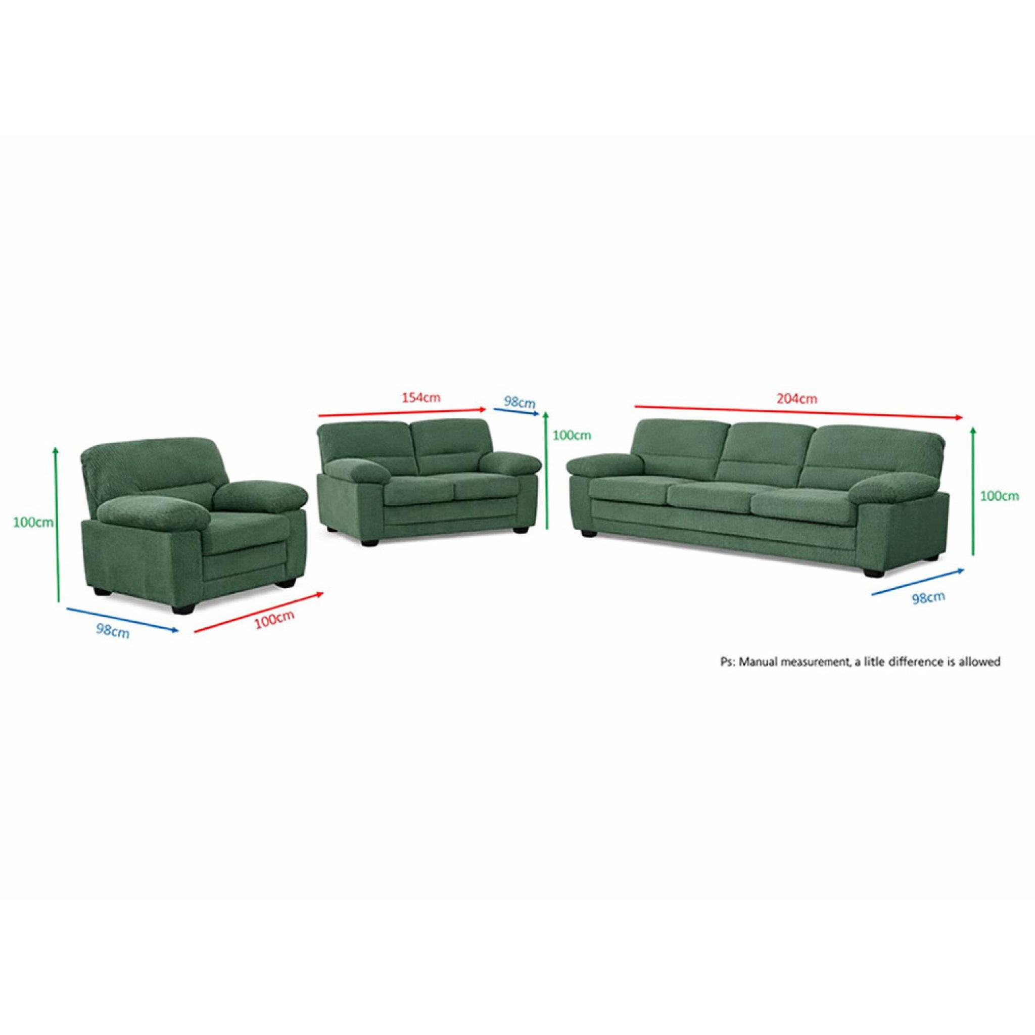 Voir la diapositive 3 : CONCEPT USINE Canapé 3 places + 2 places + fauteuil en velours côtelé vert foncé lincoln