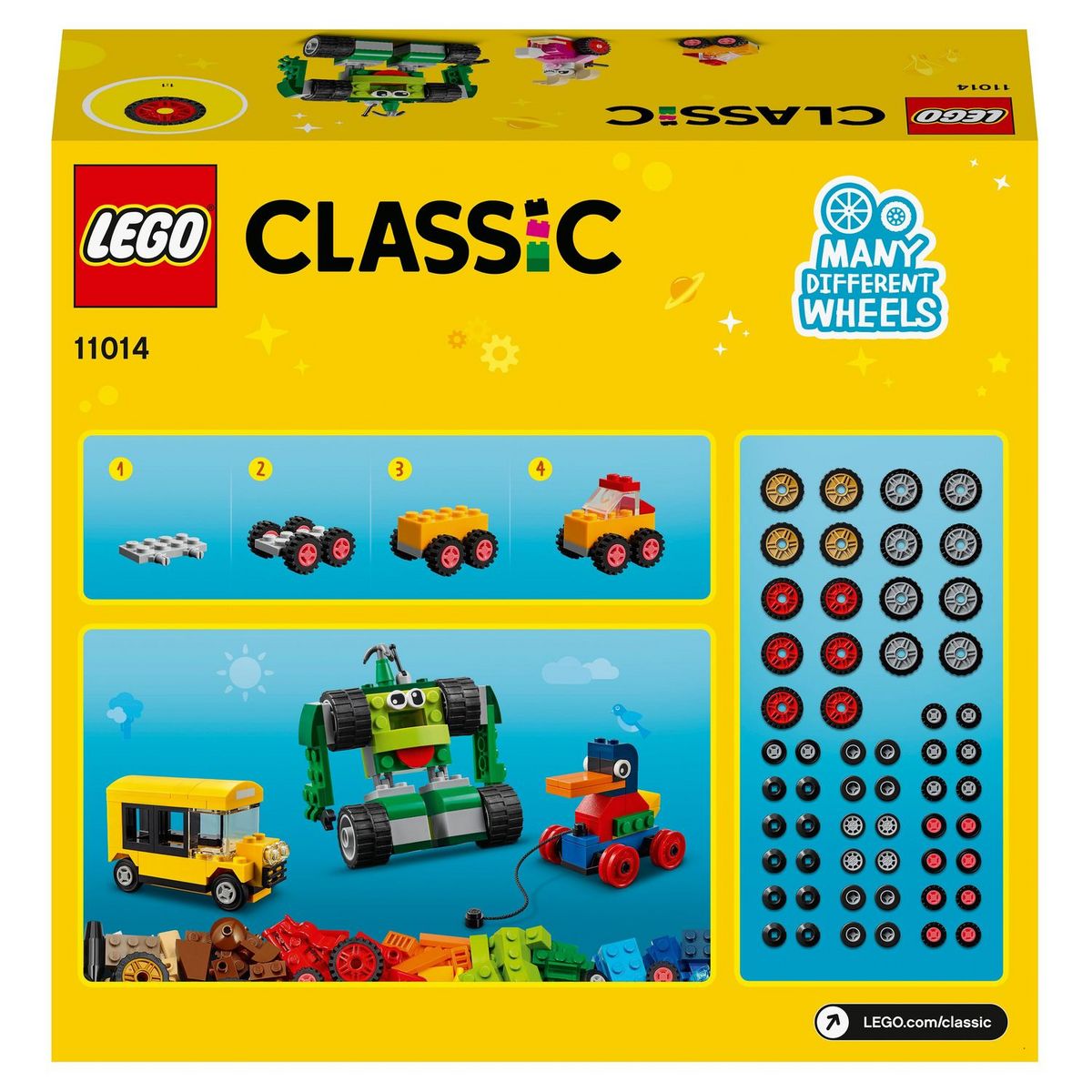 LEGO Classic 11014 Briques et Roues Jeu de Construction Enfants +4 ans, Voiture Jouet