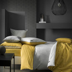 Home collection Parure housse de couette 100% coton lavé 57fils kaly. Coloris disponibles : Jaune