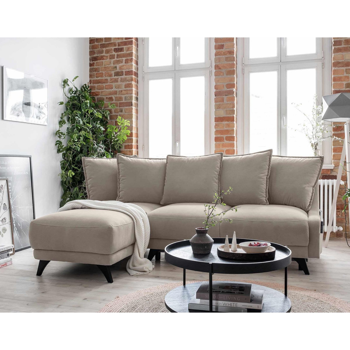 BEST MOBILIER Royal - canapé d'angle gauche - 4 places - convertible avec coffre - en velours