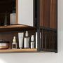 Voir la diapositive 6 : HOMCOM Armoire miroir murale salle de bain 2 portes design - étagère, niche - métal noir effet bois noyer