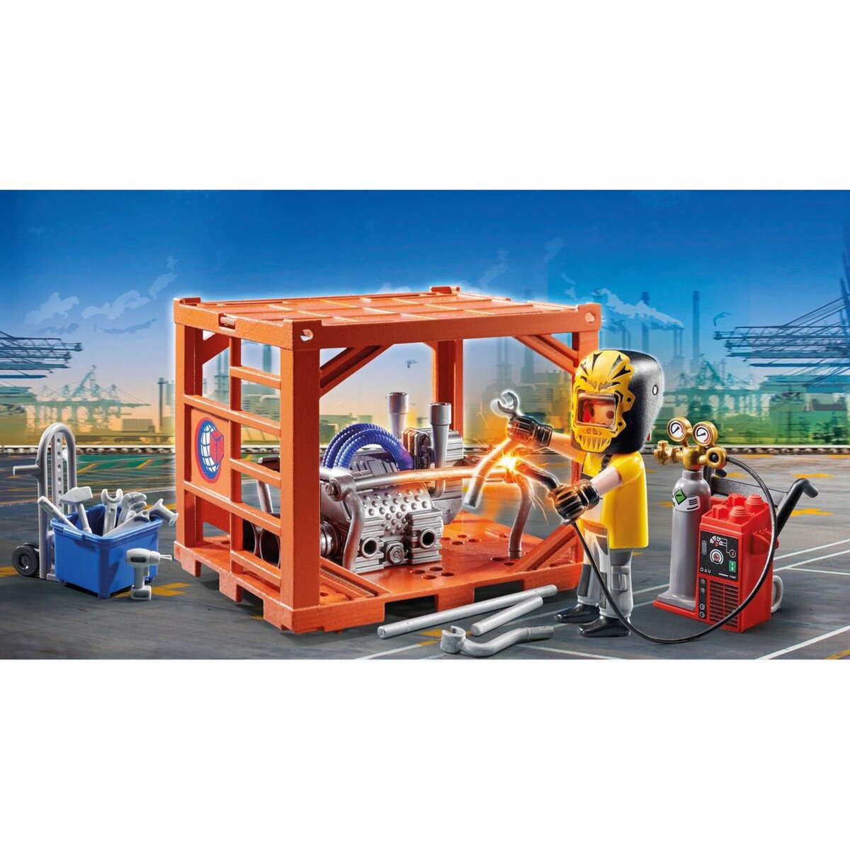 PLAYMOBIL 70774 City Action - Ouvrier et conteneur
