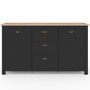 Voir la diapositive 3 : ID MARKET Buffet 130 cm ISIS campagne 2 portes et 3 tiroirs bois et noir