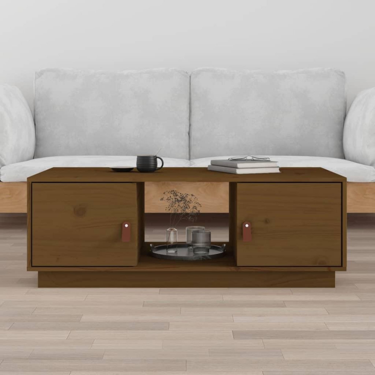 VIDAXL Table basse Marron miel 100x50x35 cm Bois massif de pin