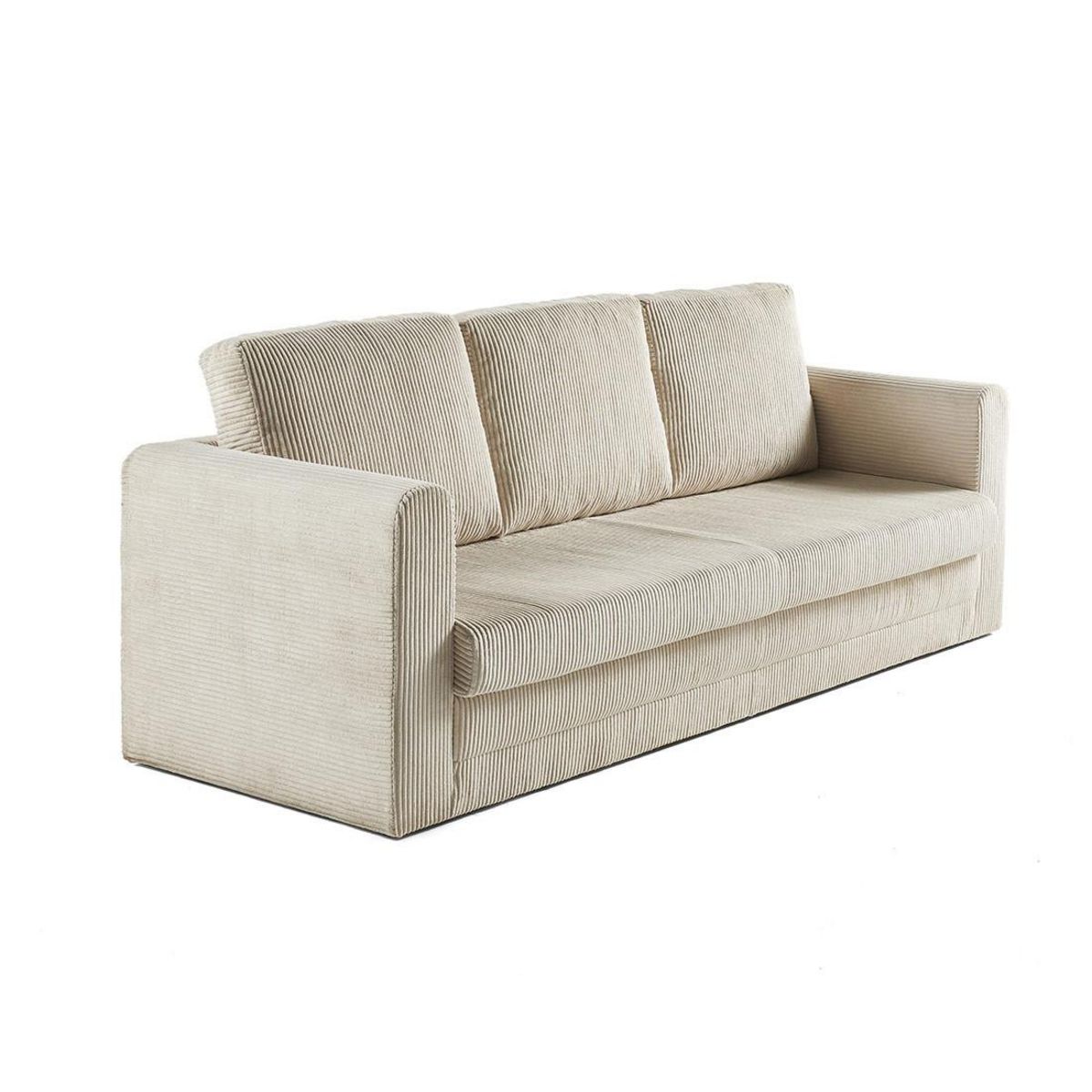 BEST MOBILIER Marilia - canapé 3 places - convertible déplimousse - en velours côtelé