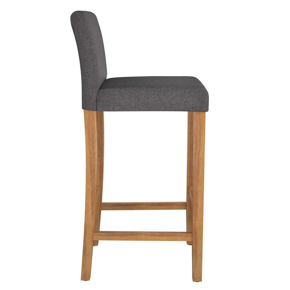 Rendez vous déco Lot de 2 chaises de bar en tissu gris foncé et pieds en bois 75 cm - Havane
