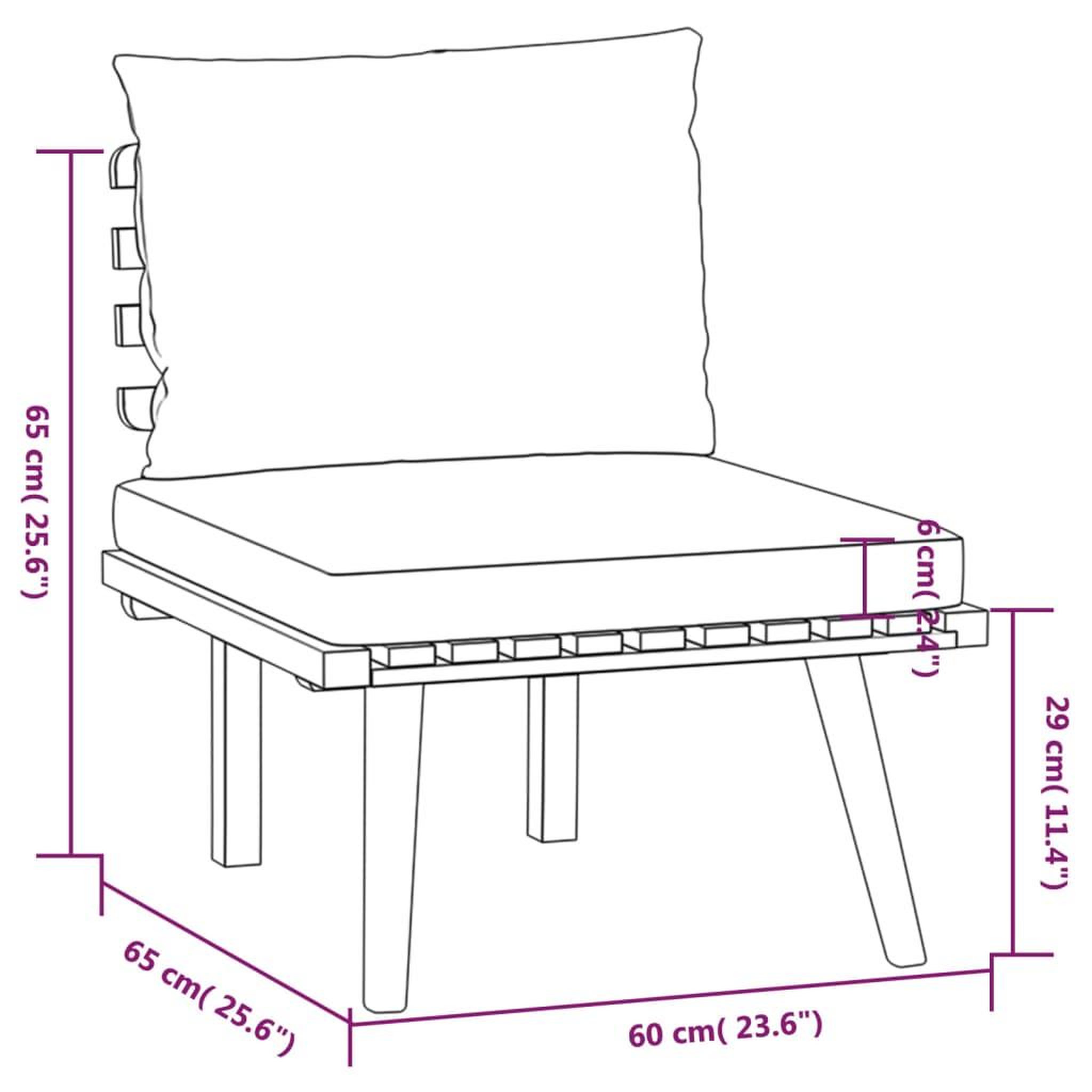 Voir la diapositive 5 : VIDAXL Salon de jardin 6 pcs avec coussins Bois d'acacia solide