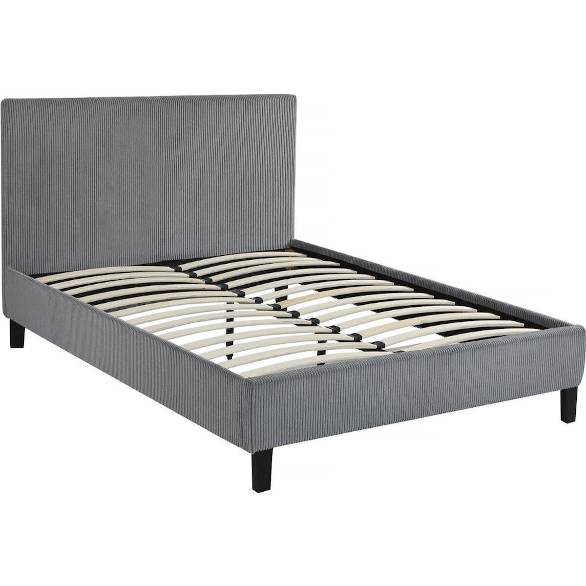 Habitat et Jardin Lit en Velours Cotelé  Ambre  - 140 x 190 - Gris