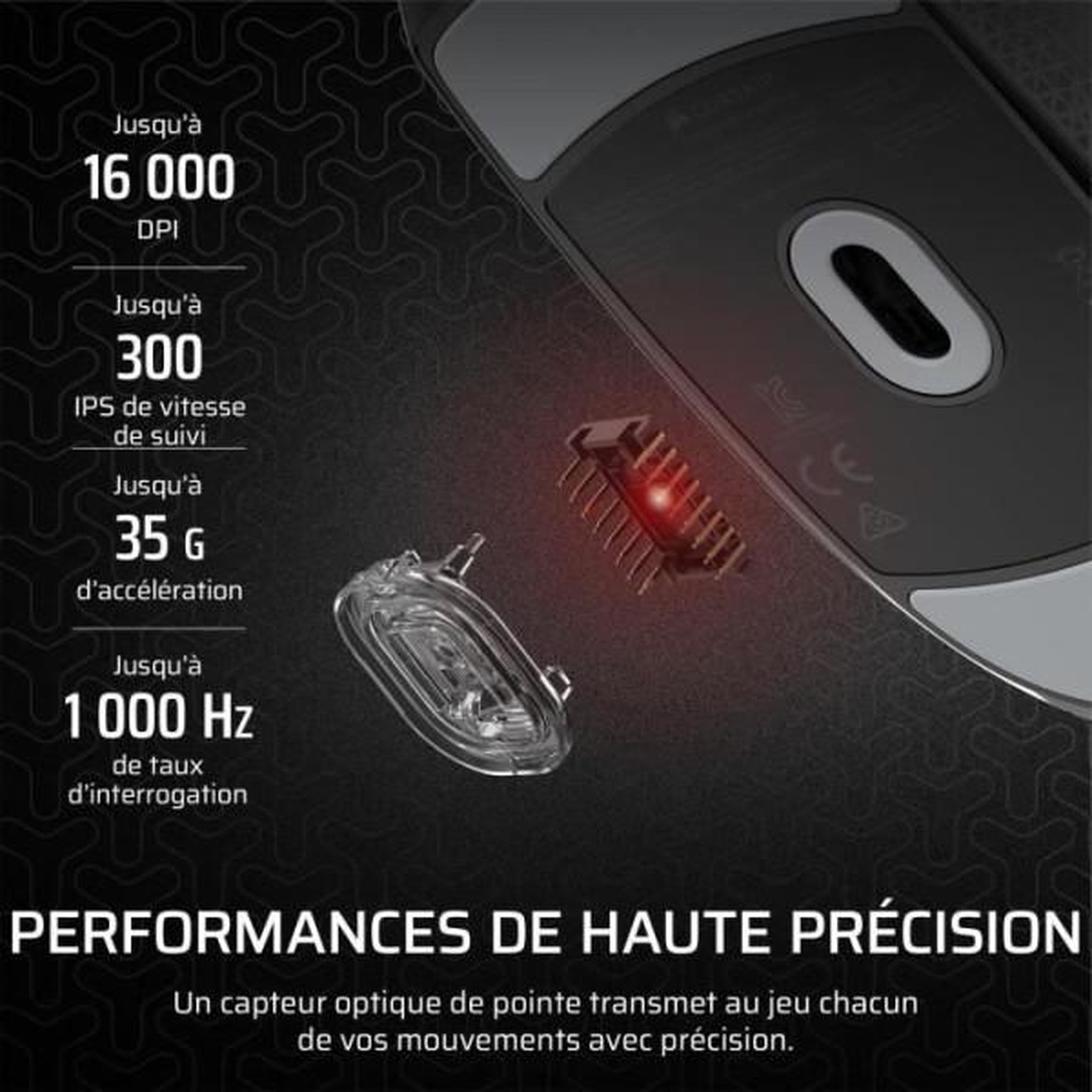 Voir la diapositive 4 : Corsair Corsair m55 souris jouer droitier usb type-a optique 16000 dpi