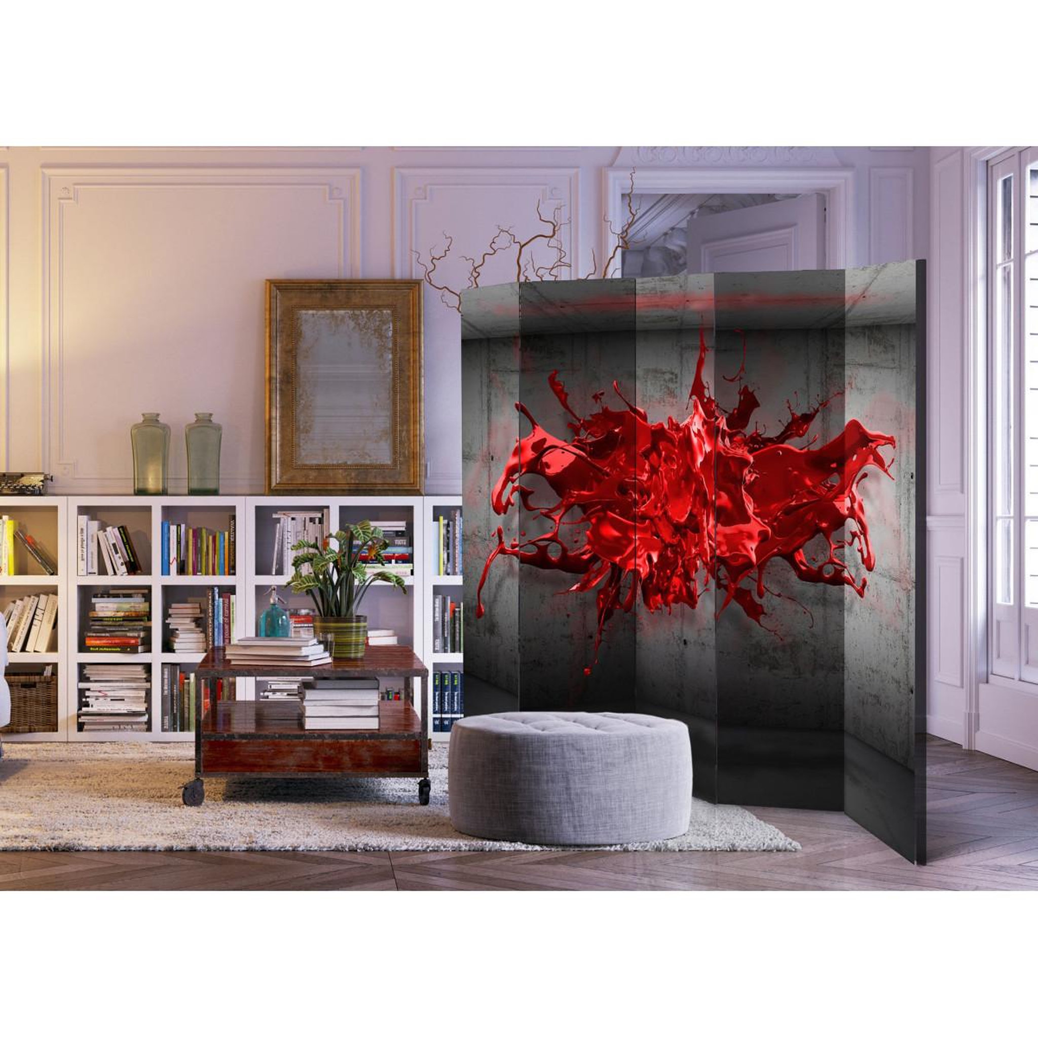 Voir la diapositive 2 : Paris Prix Paravent 5 volets  red ink blot  172x225cm