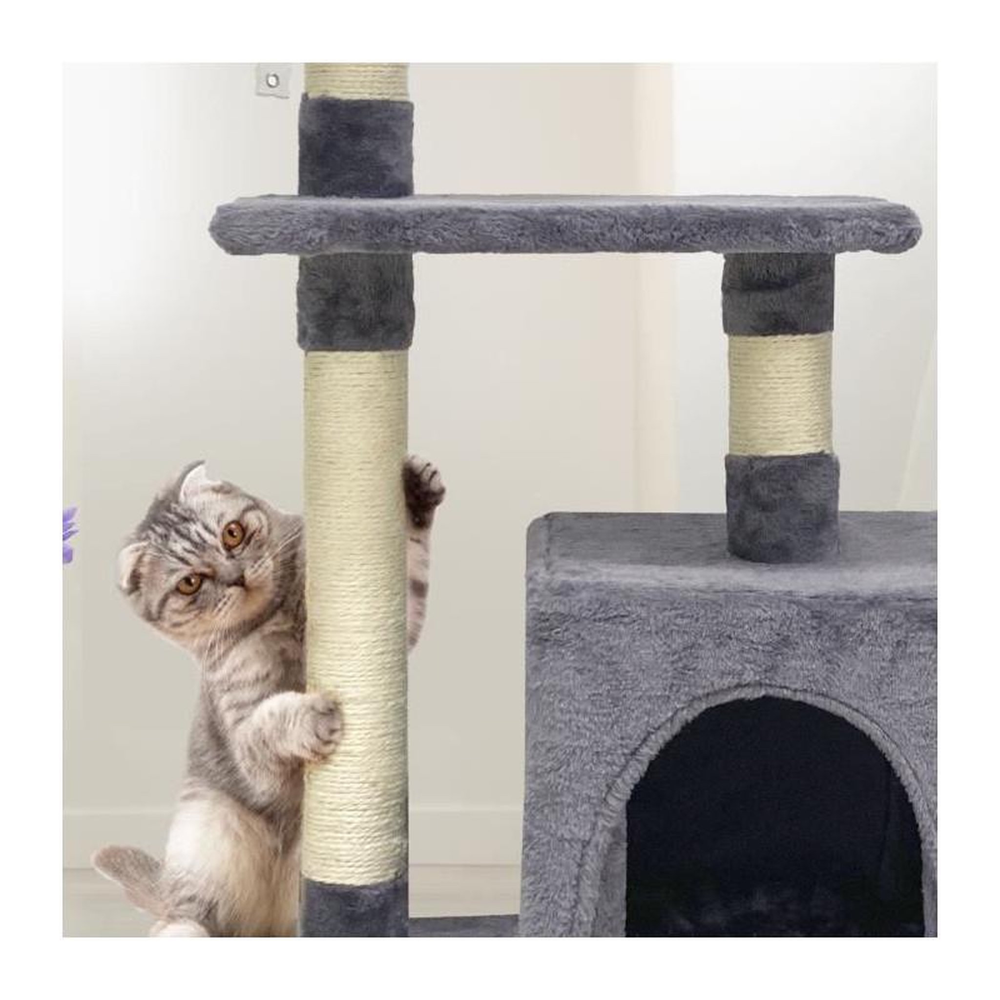 Voir la diapositive 4 : GENERIQUE POPPY Arbre a chat - 50x30x80cm - Gris