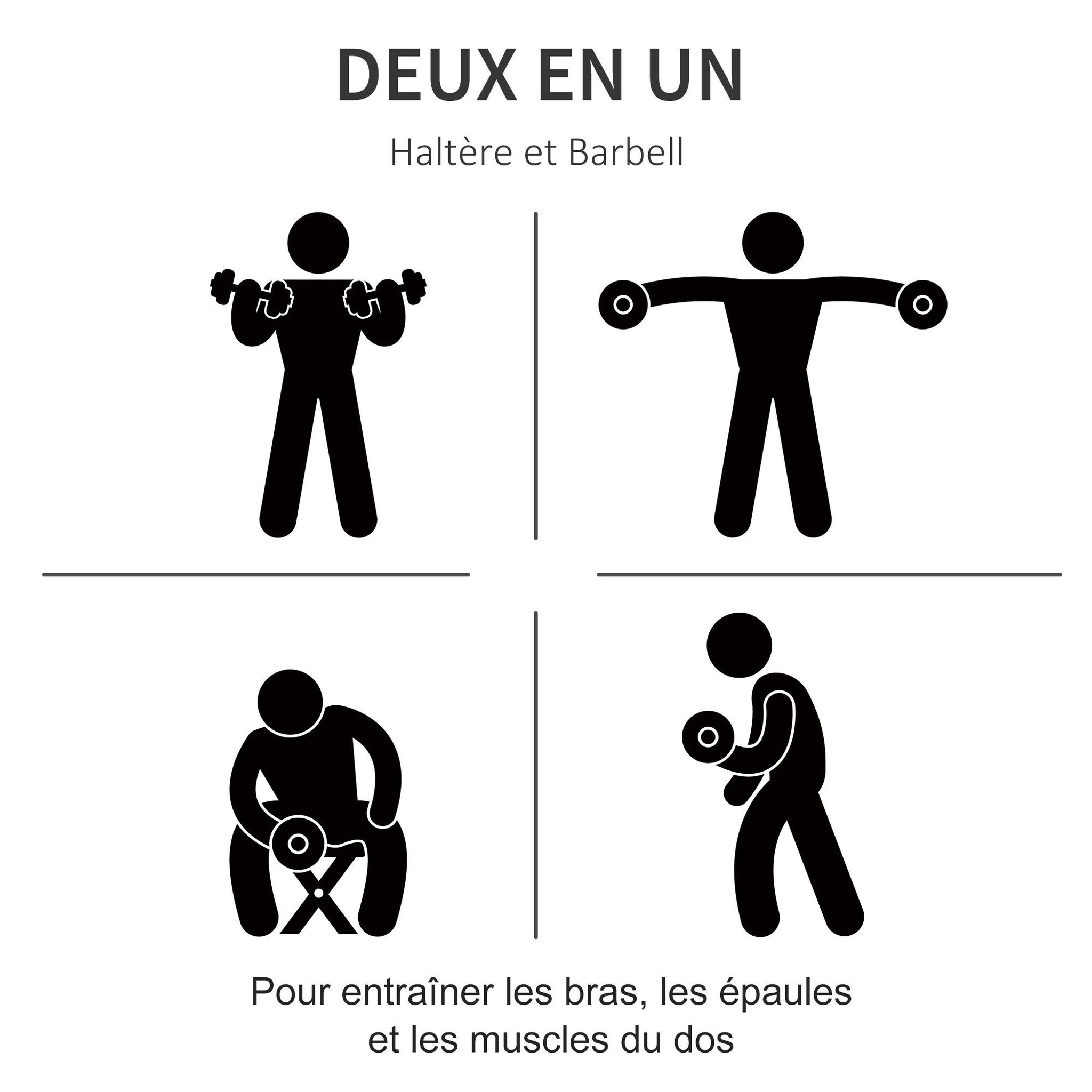 Voir la diapositive 6 : HOMCOM Ensemble d'haltères courtes total 25 kg - barres incluses - entraînement musculaire & haltérophilie - acier hdpe noir rouge