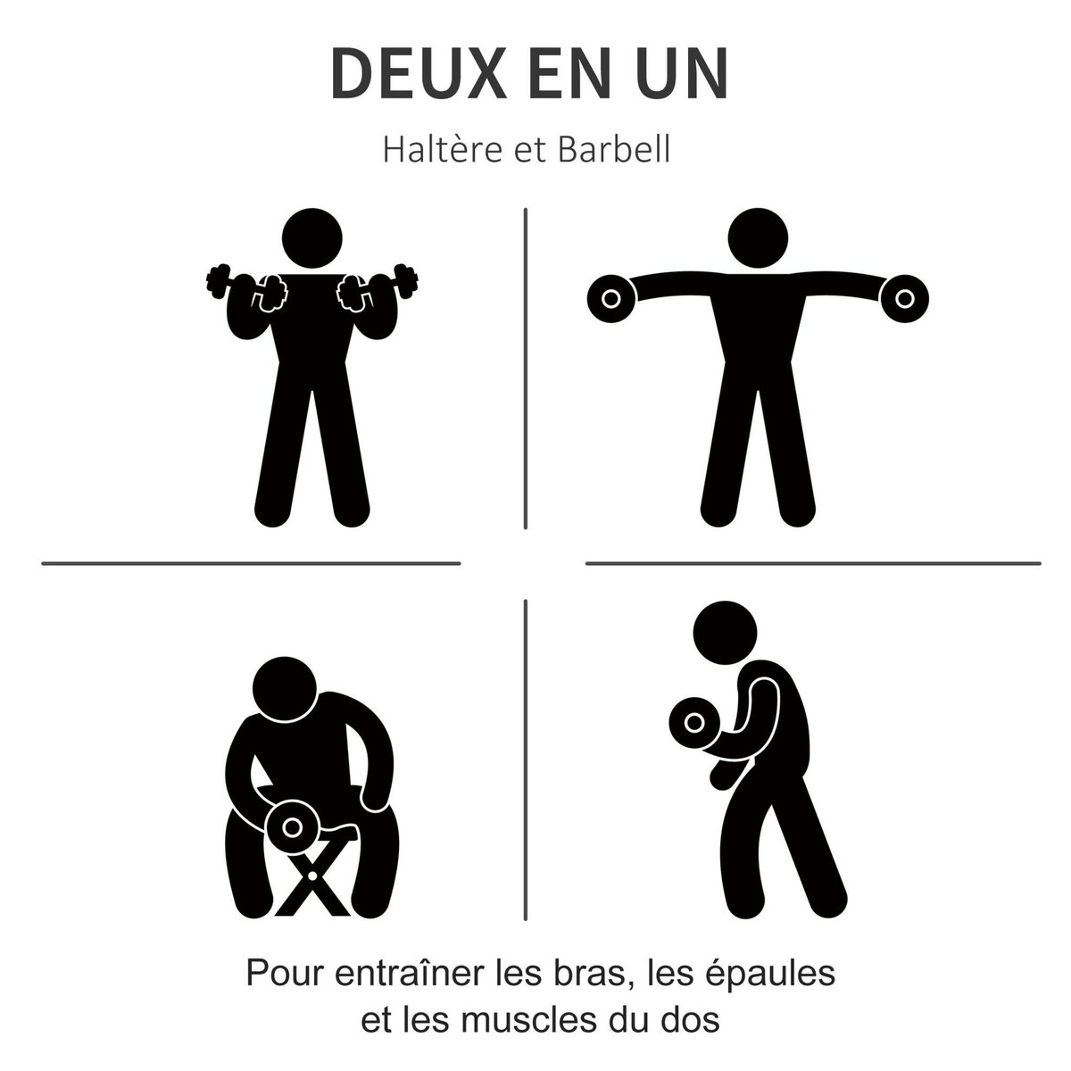 HOMCOM Ensemble d'haltères courtes total 25 Kg - barres incluses - entraînement musculaire & haltérophilie - acier HDPE noir rouge
