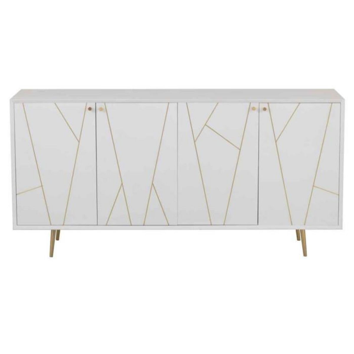 Paris Prix Buffet 4 Portes Design  Remina  160cm Blanc & Or
