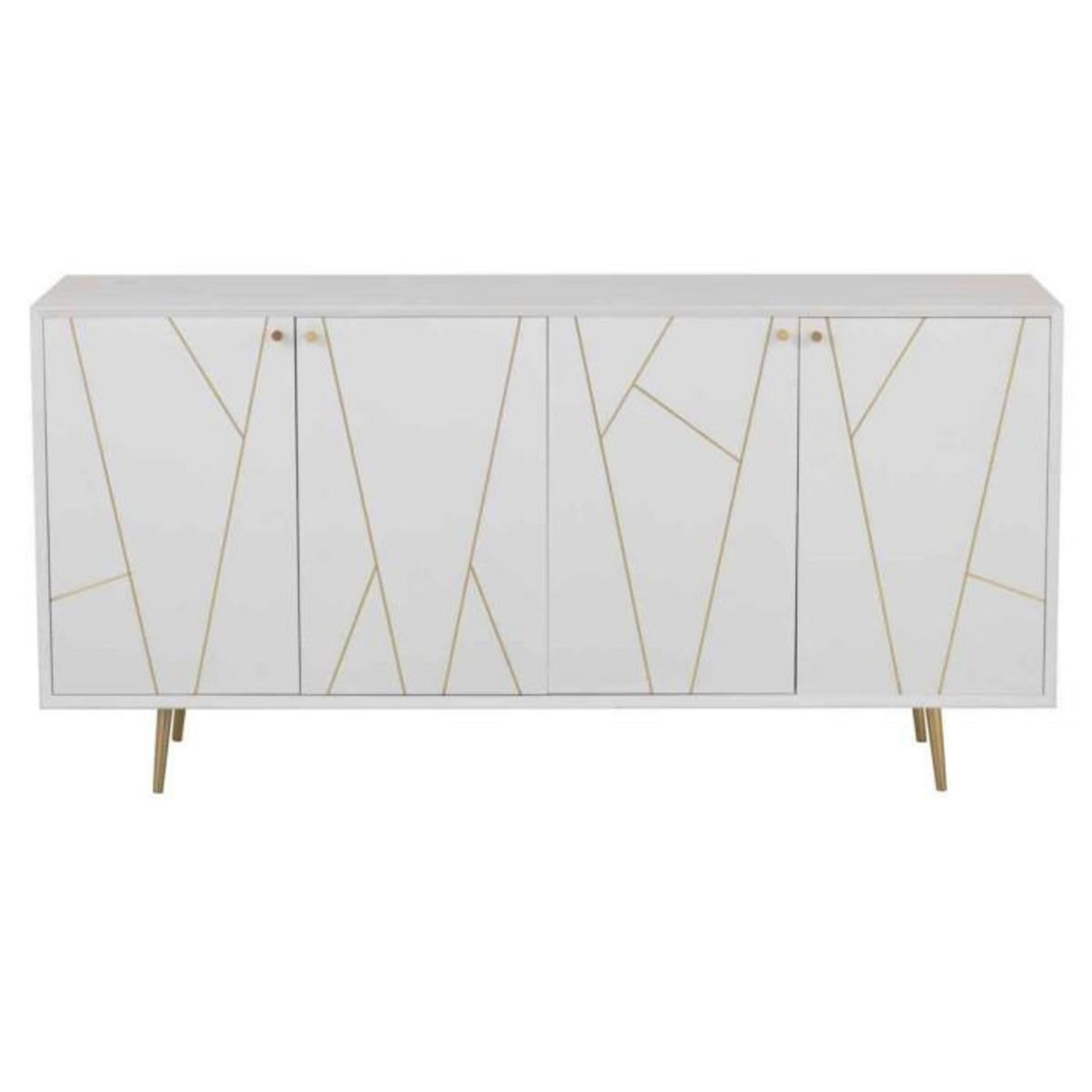 Paris Prix Buffet 4 Portes Design  Remina  160cm Blanc & Or