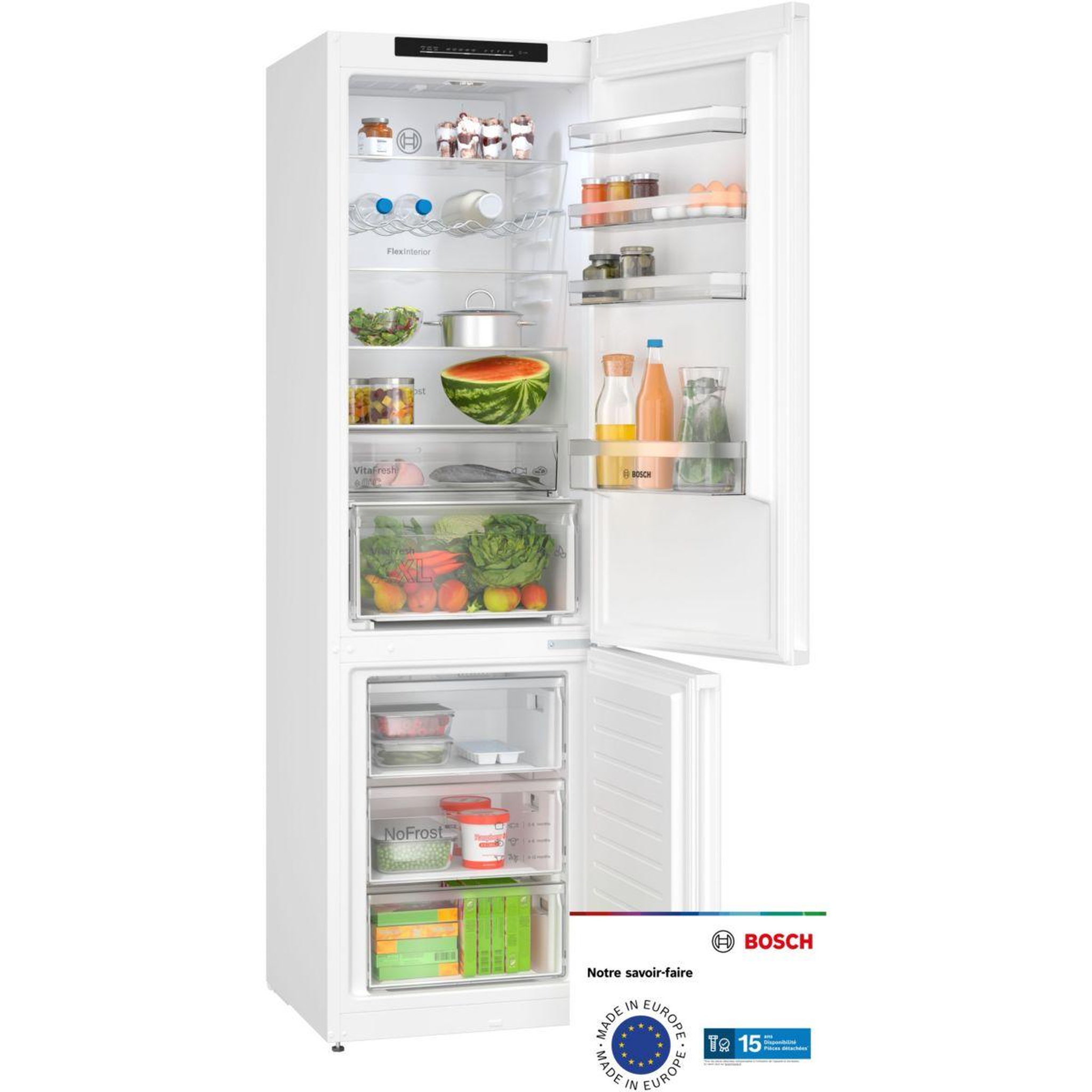 Voir la diapositive 2 : BOSCH Réfrigérateur combiné KGN392WCF