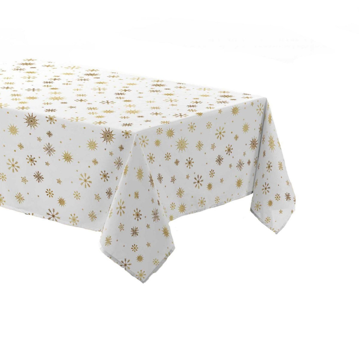 Douceur d'Intérieur Nappe rectangulaire antitache et infroissable Eclat d'or - 150 x 240 cm - Blanc et or