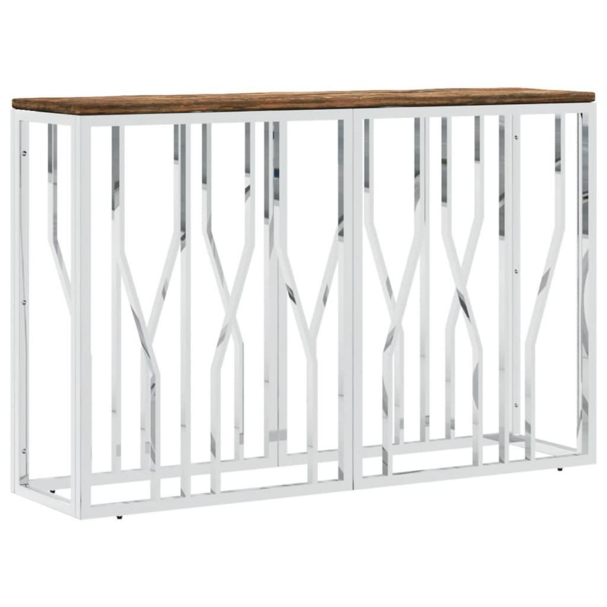 VIDAXL Table console acier inoxydable et bois massif de recuperation
