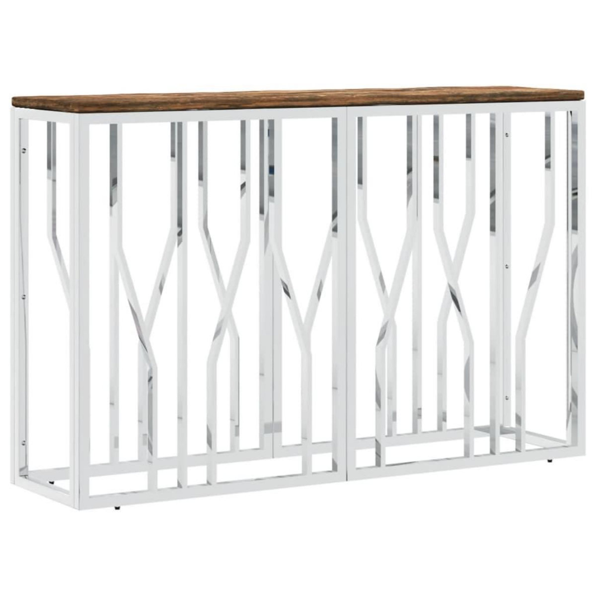 VIDAXL Table console acier inoxydable et bois massif de recuperation