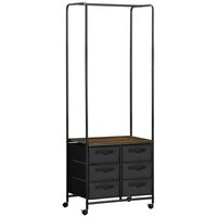 HOMCOM Penderie portant à vêtements style industriel en métal avec tringle  et 4 étagères - dim. 100L x 46L x 170,5H cm - métal aspect chêne clair pas  cher 