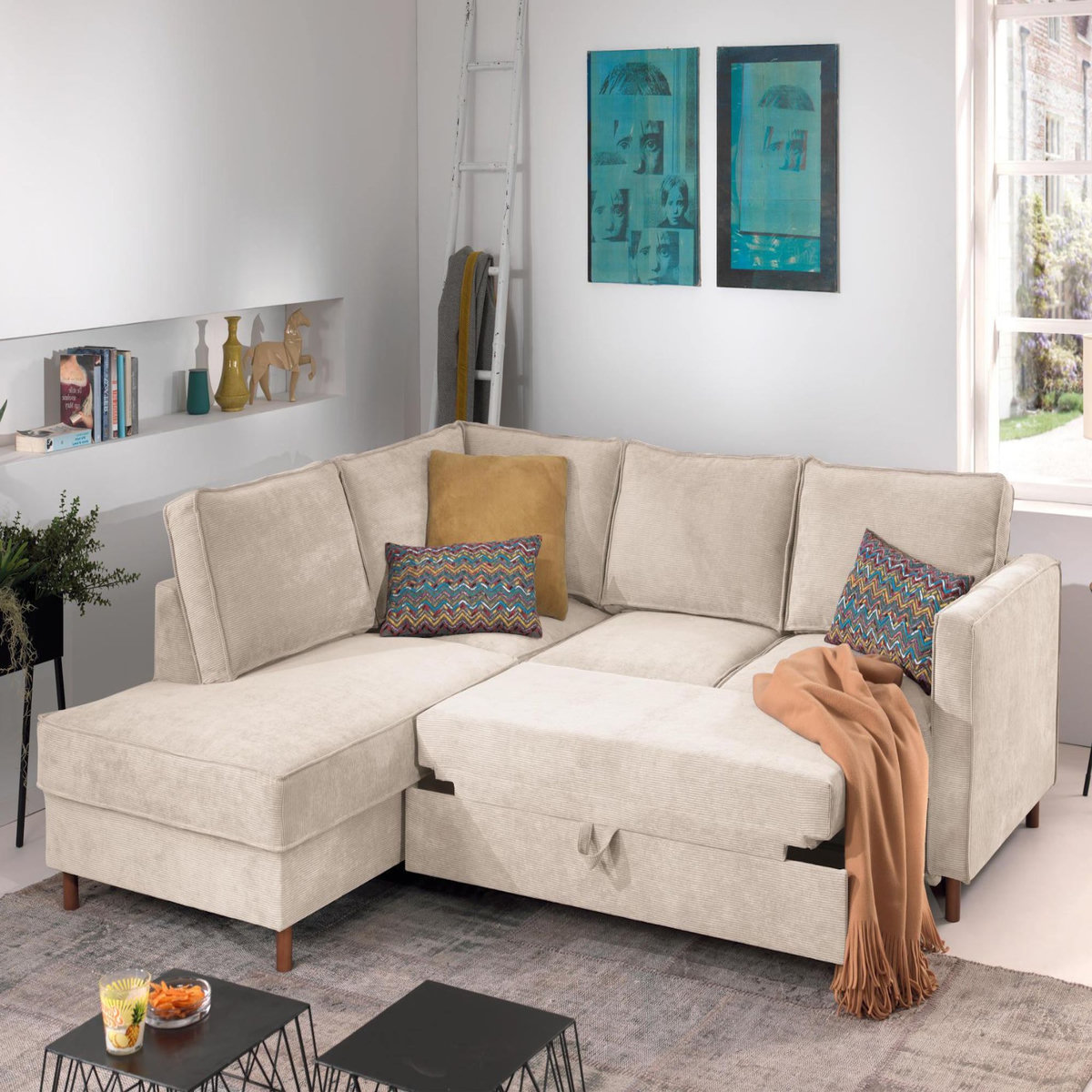 LISA DESIGN Jake - canapé d'angle gauche - convertible - 5 places - en velours côtelé