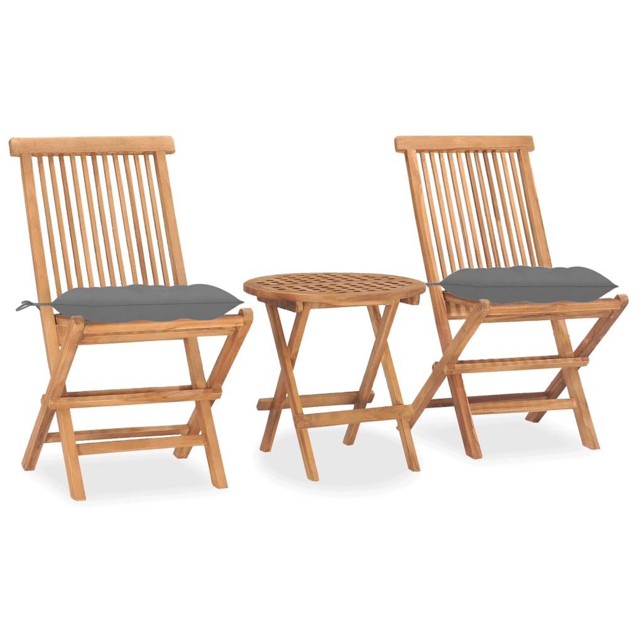 Voir la diapositive 1 : VIDAXL Ensemble a manger d'exterieur pliable avec coussin 3 pcs Teck