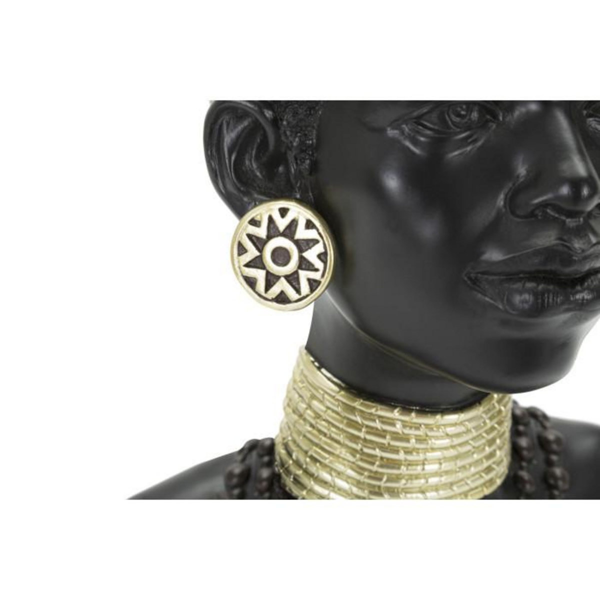 Paris Prix Statuette Tête Femme Tribu  Massai  38cm Noir