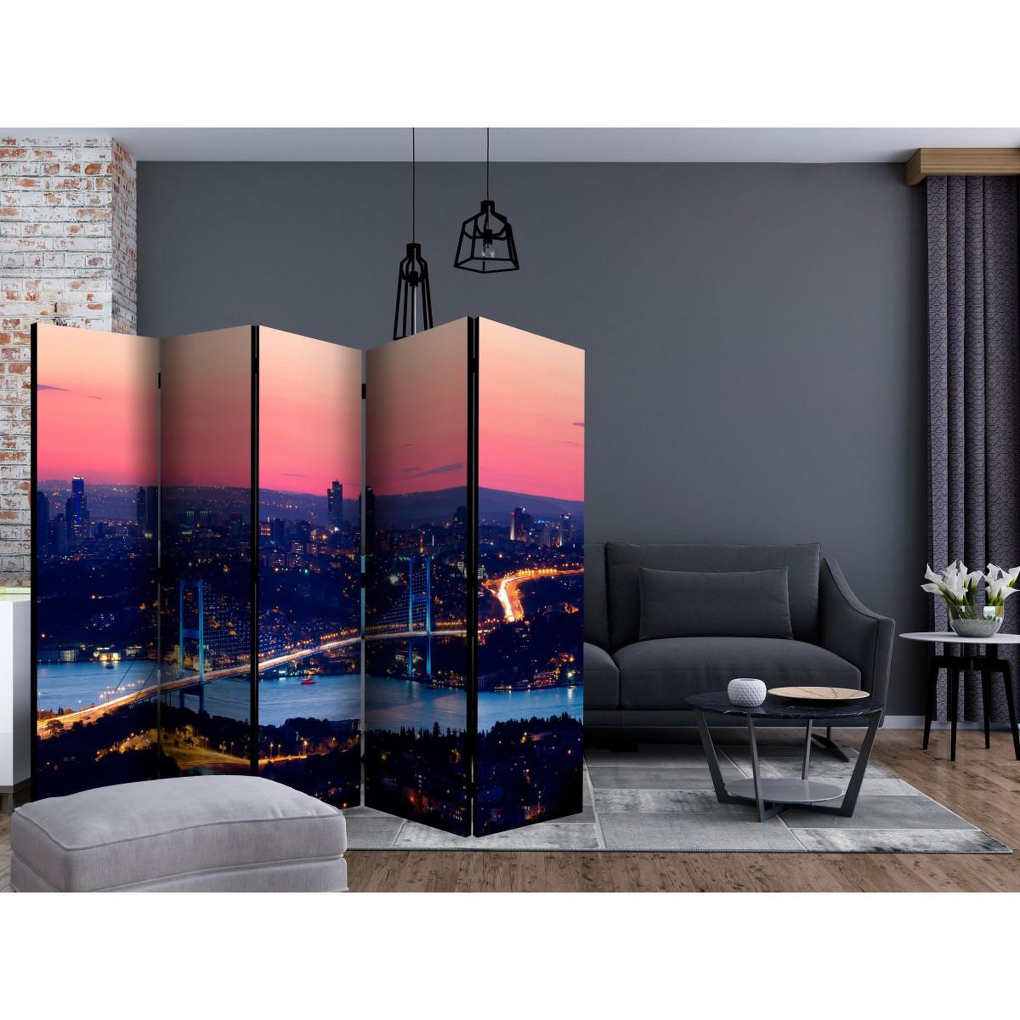 Voir la diapositive 2 : Paris Prix Paravent 5 volets  bosphorus bridge  172x225cm