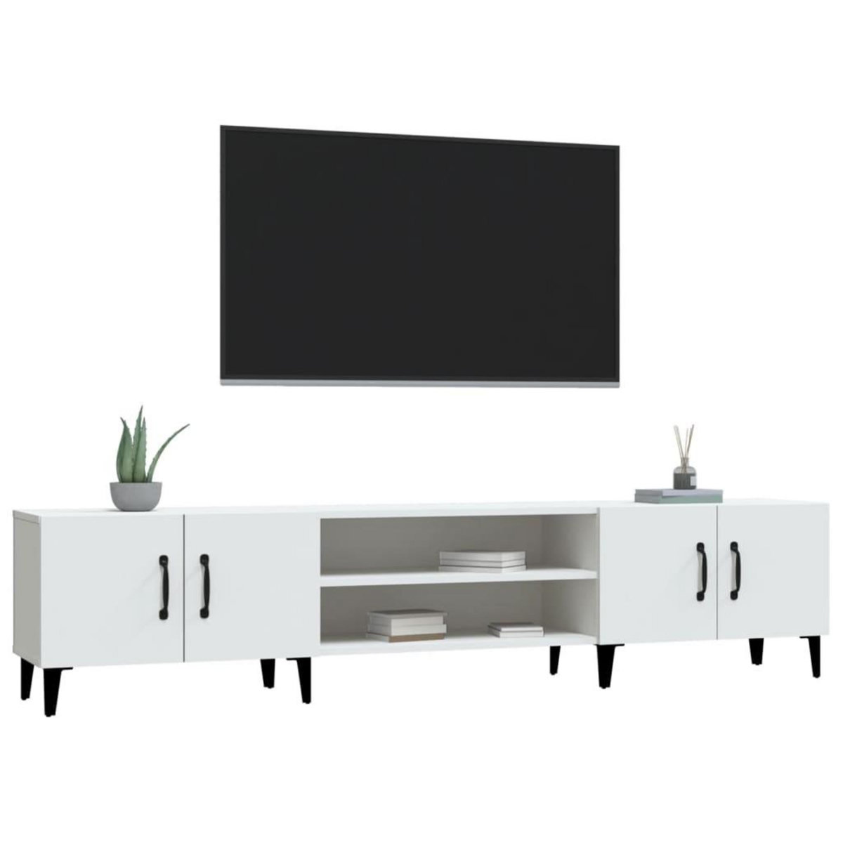 VIDAXL Meuble TV blanc 180x31,5x40 cm bois d'ingenierie