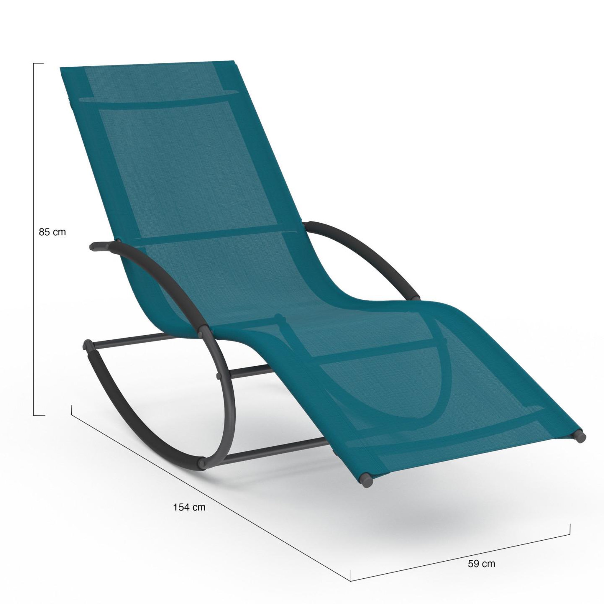 Voir la diapositive 5 : ID MARKET Lot de 2 chaises longues - transat de jardin à bascule malawi gris anthracite et toile bleu canard