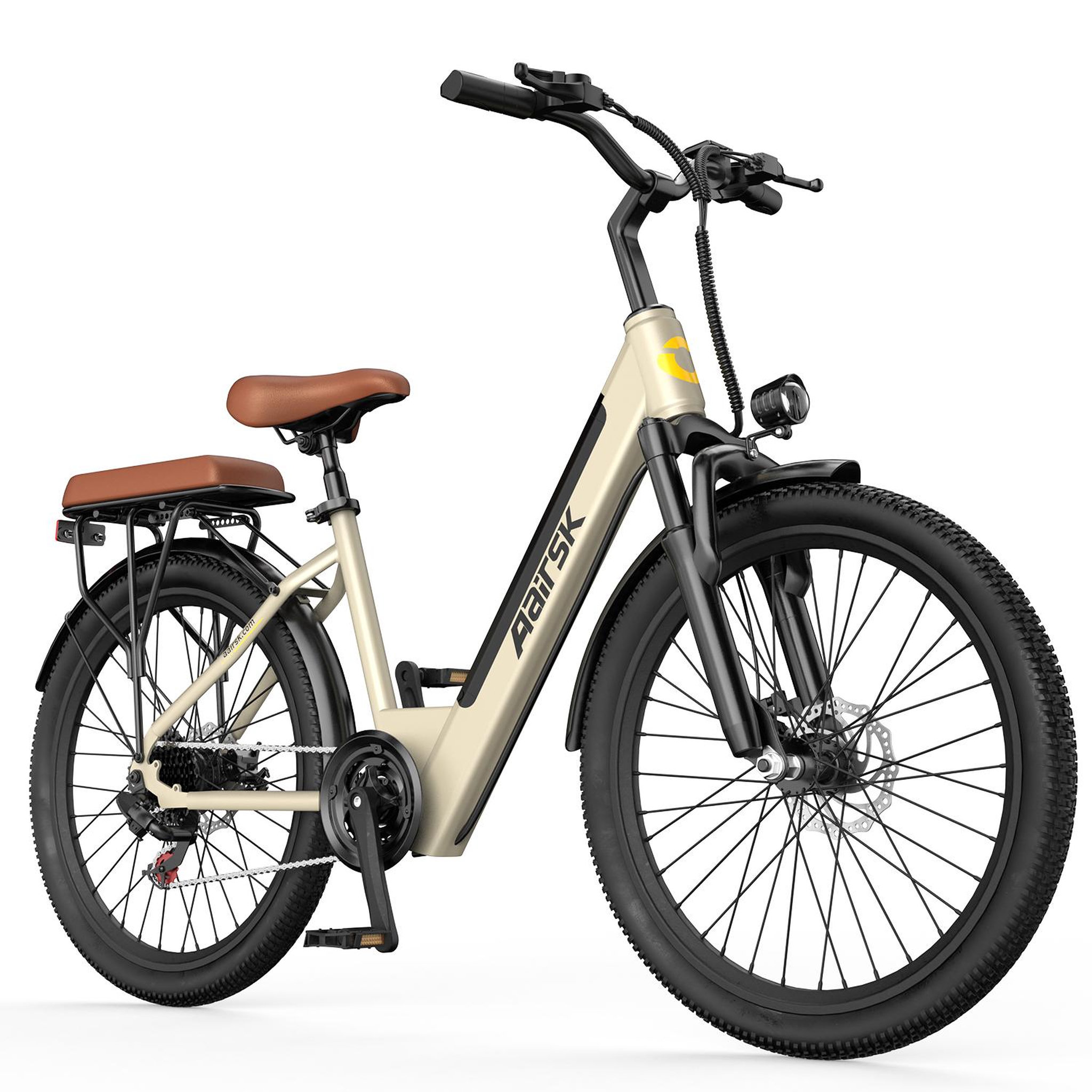 Voir la diapositive 2 : AAIRSK Vélo électrique de ville Aairsk S600, 26 po, jaune